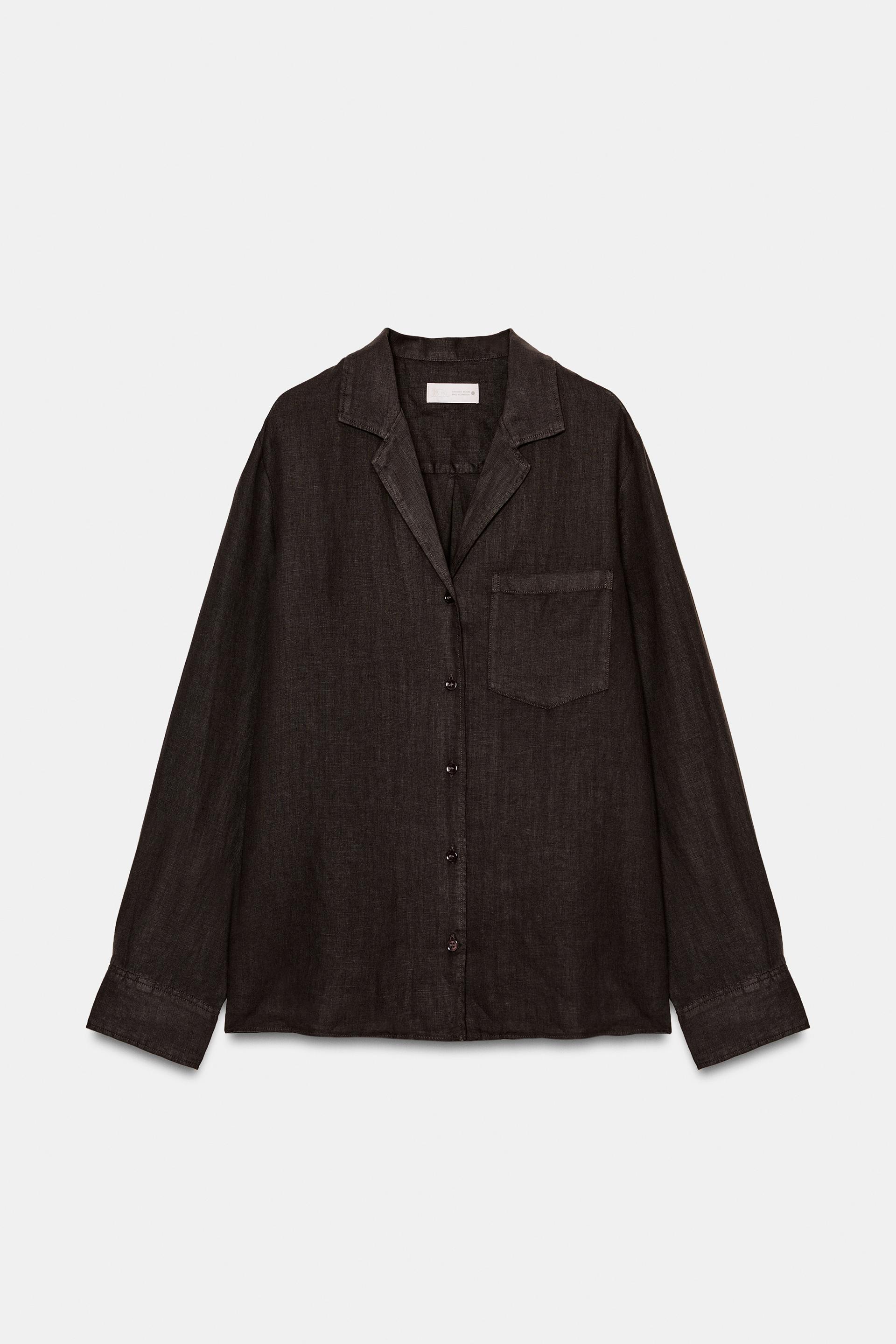 100% LINEN SHIRT WITH POCKET ZW COLLECTION by ZARA