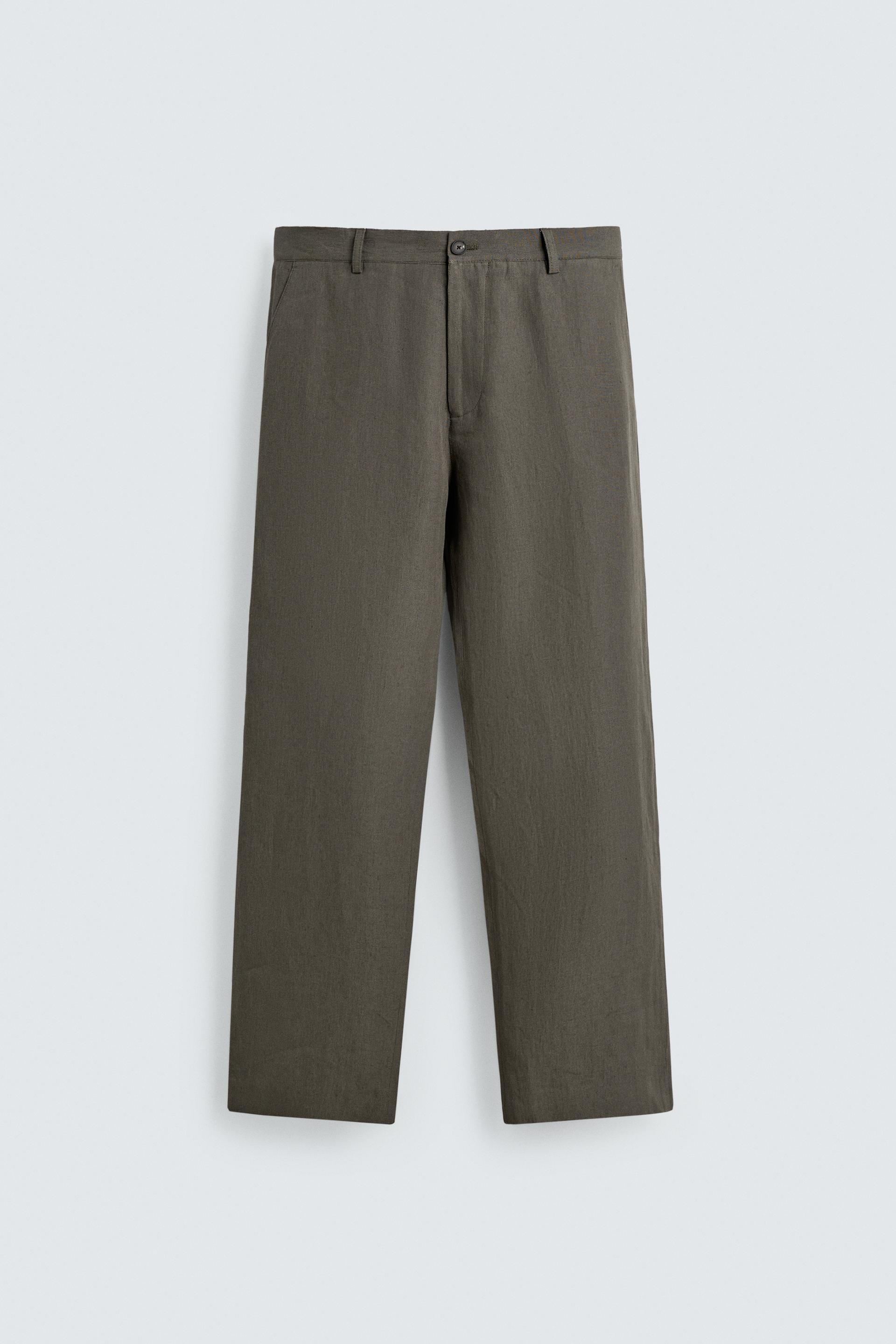 100% LINEN STRAIGHT FIT PANTS by ZARA