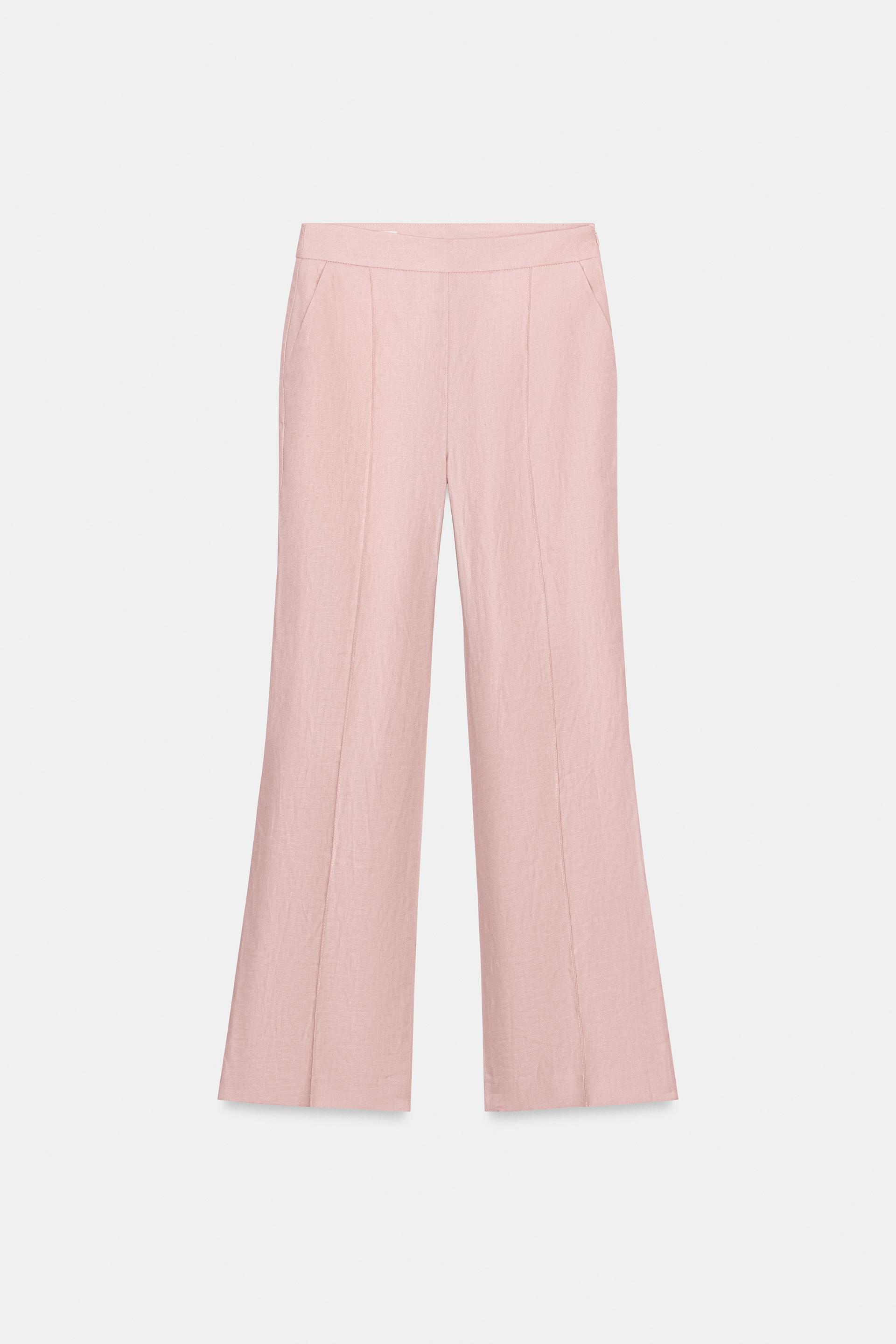 100% LINEN STRAIGHT LEG PANTS by ZARA