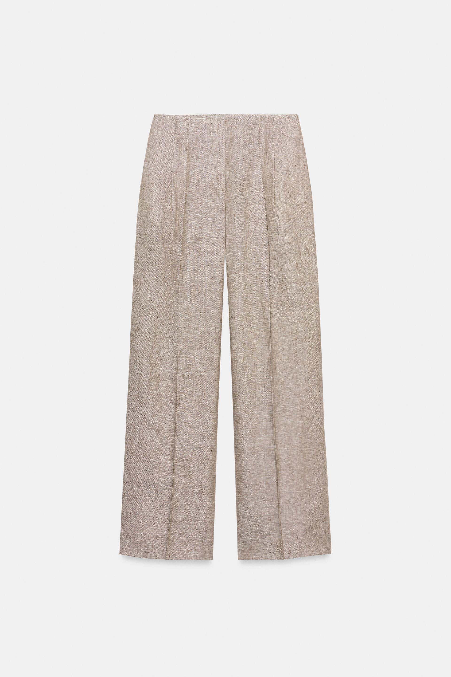 100% LINEN STRAIGHT LEG PANTS by ZARA