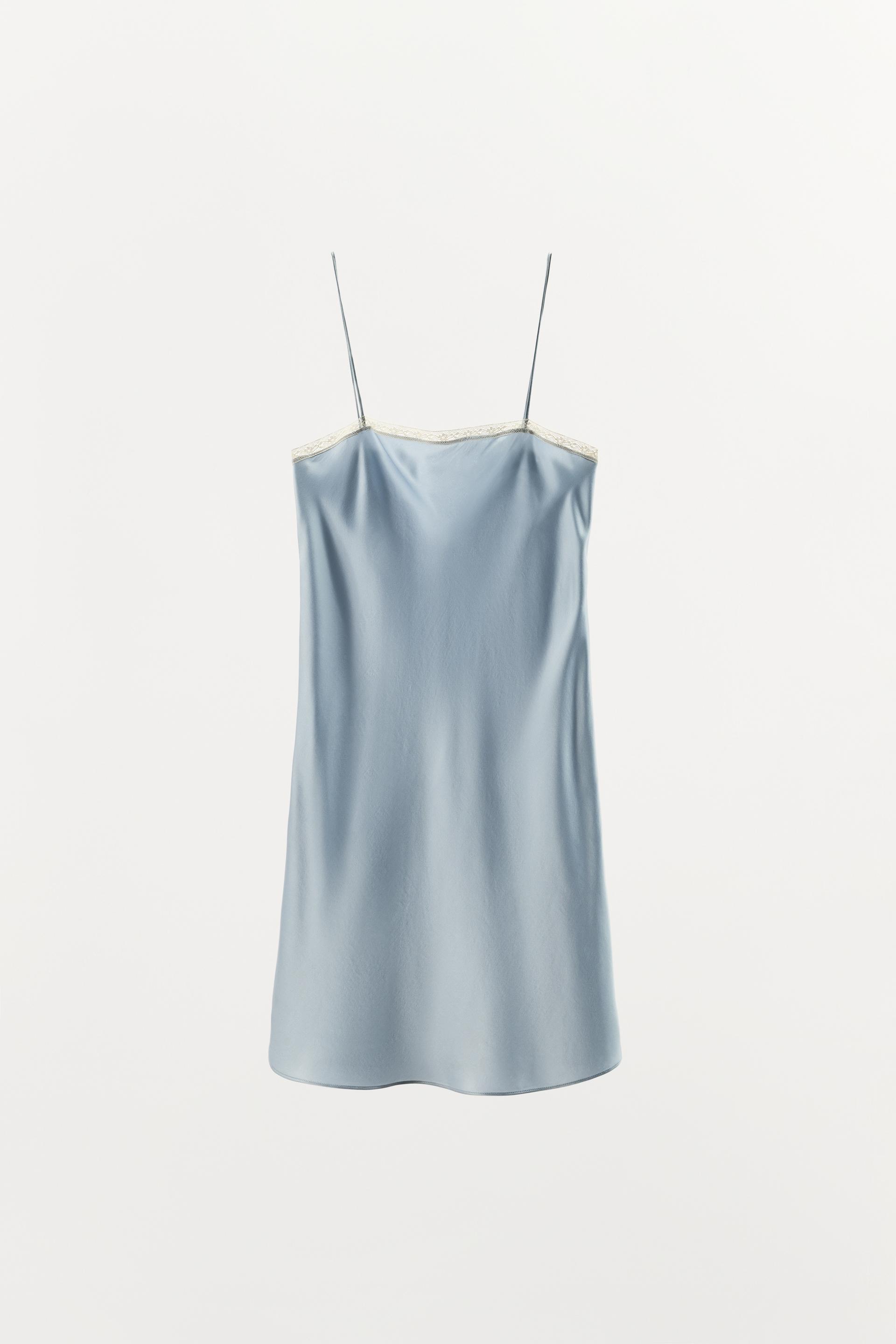 100% SILK LACE TRIM SLIP DRESS by ZARA