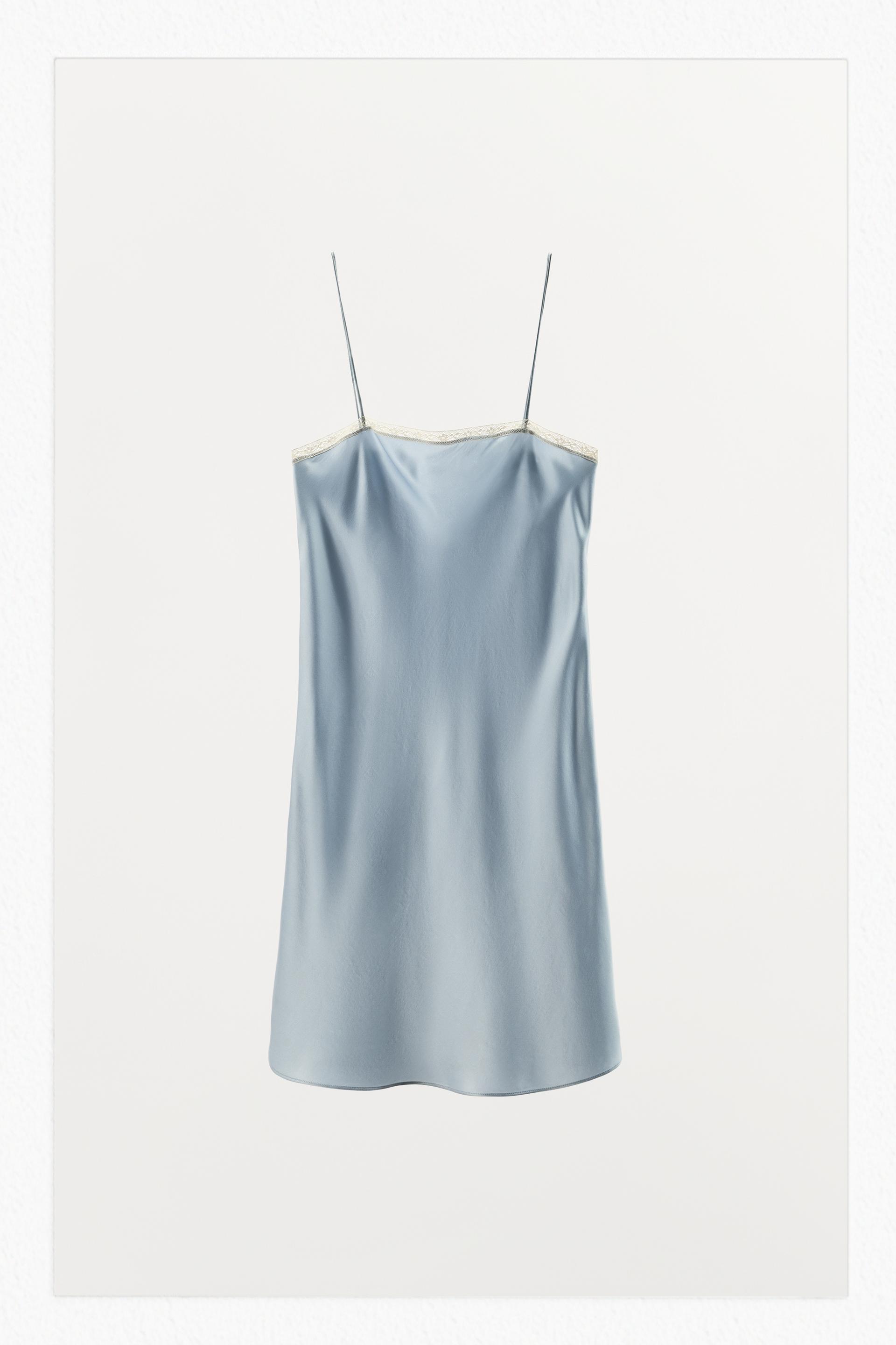 100% SILK LACE TRIM SLIP DRESS by ZARA