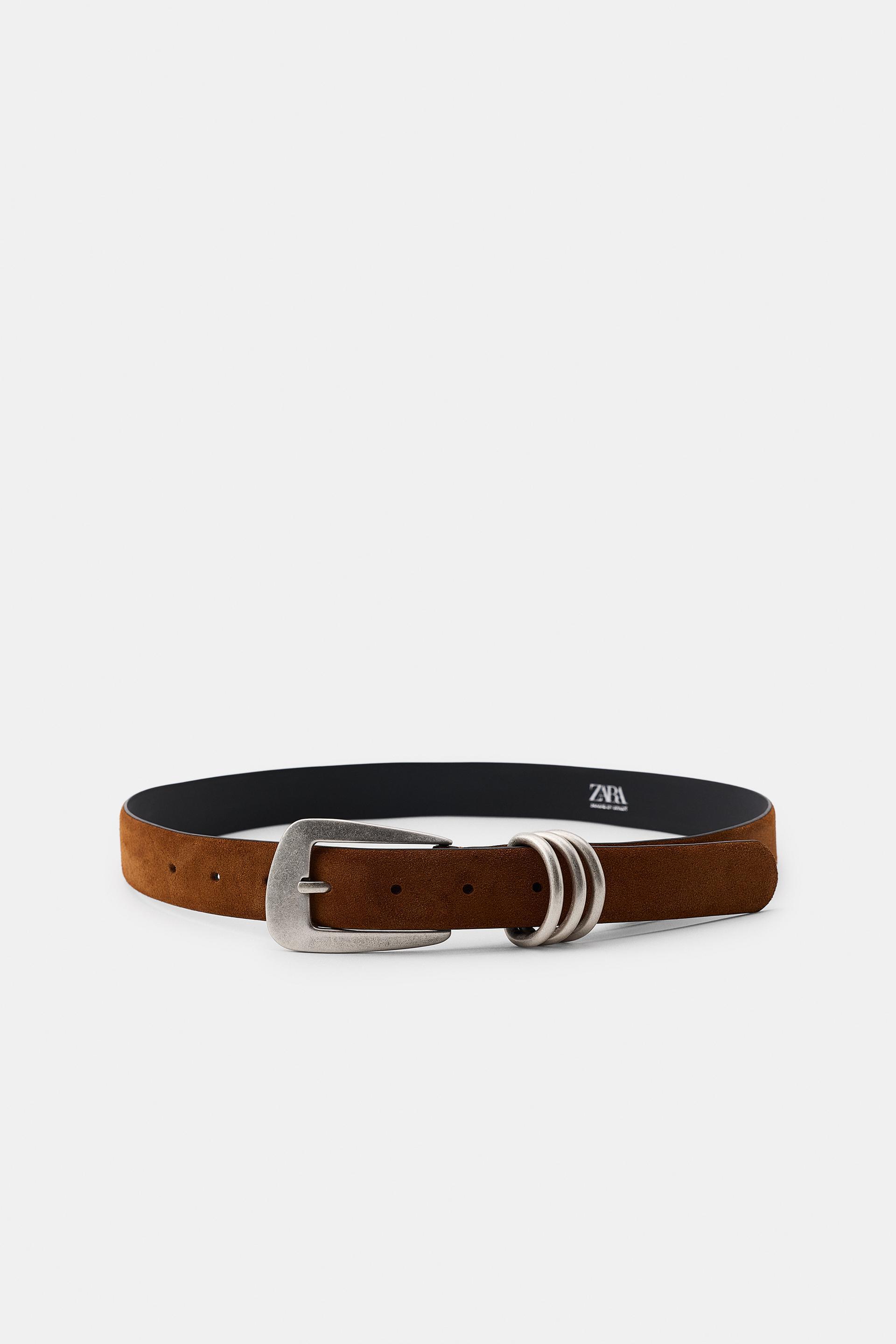 100% SUEDE LEATHER BELT WITH TRIPLE LOOP by ZARA