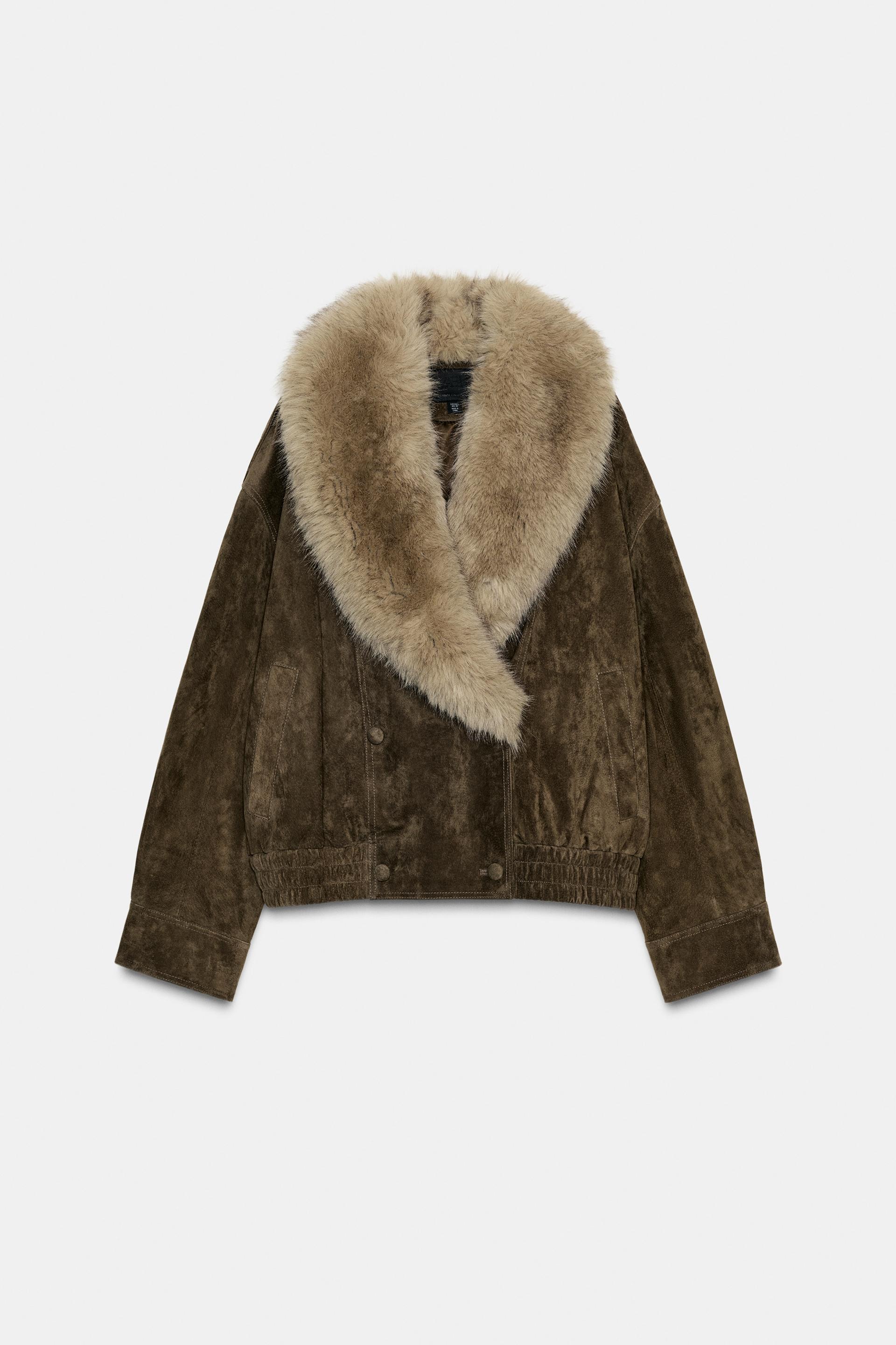100% SUEDE LEATHER JACKET WITH FUR by ZARA