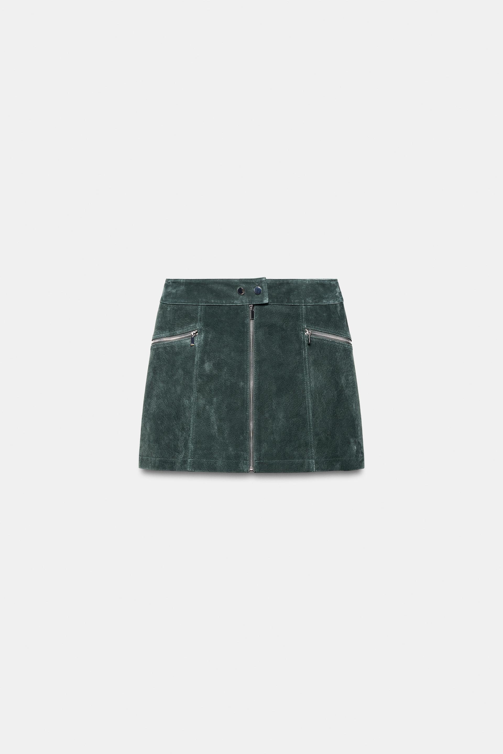 100% SUEDE LEATHER MINI SKIRT by ZARA