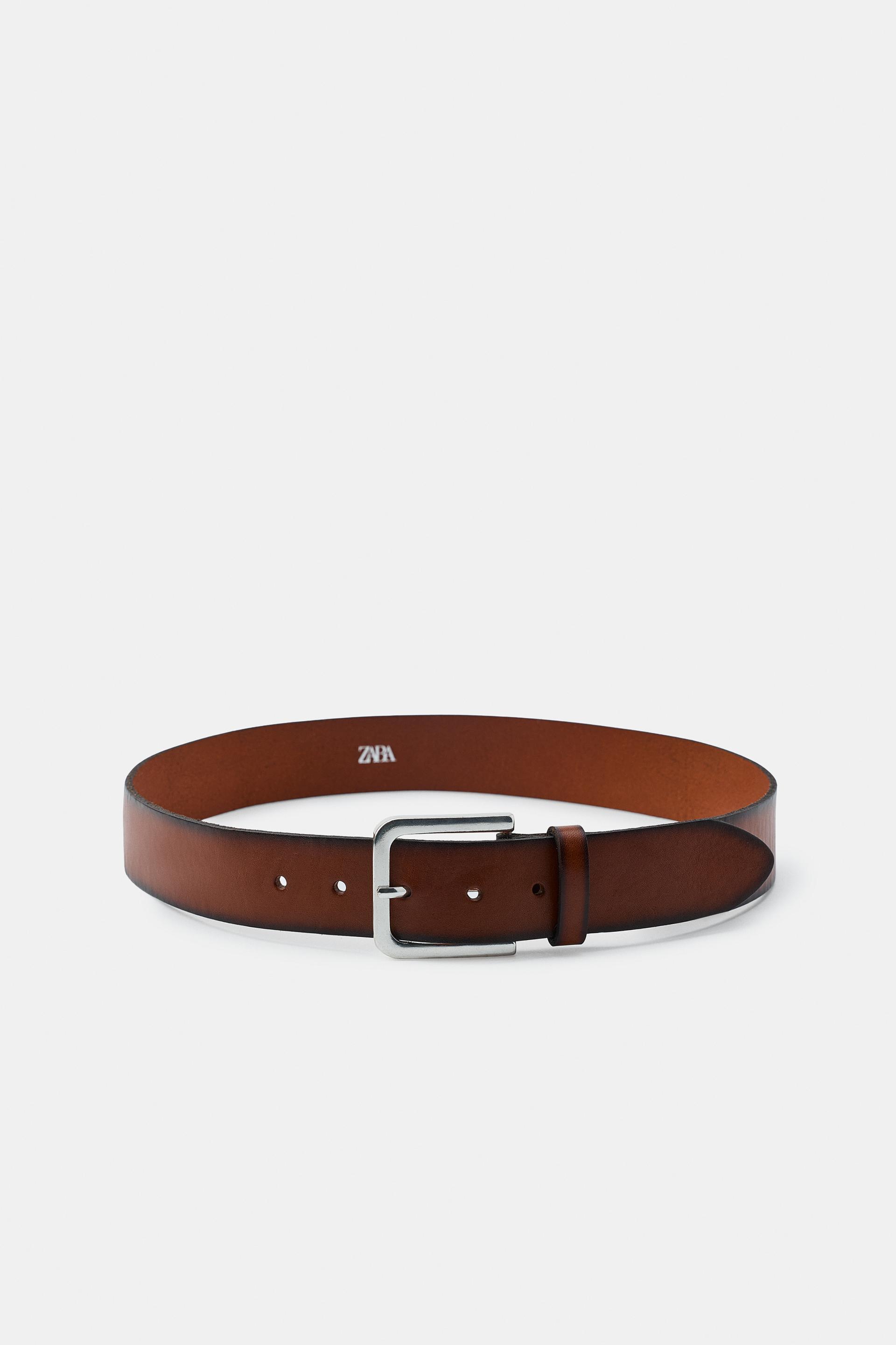 100% WASHED EFFECT LEATHER BELT by ZARA