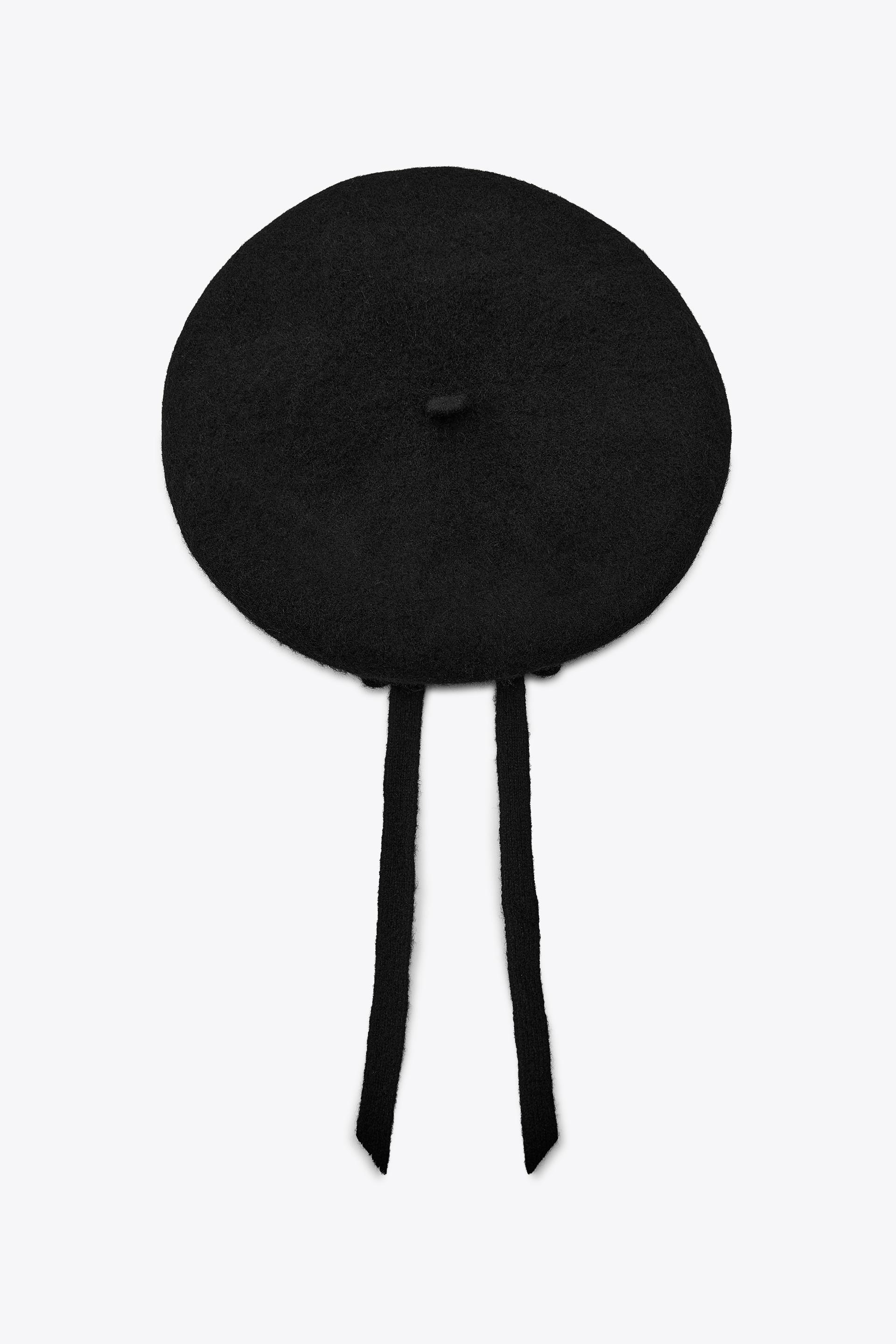 100% WOOL BERET WITH RIBBON by ZARA