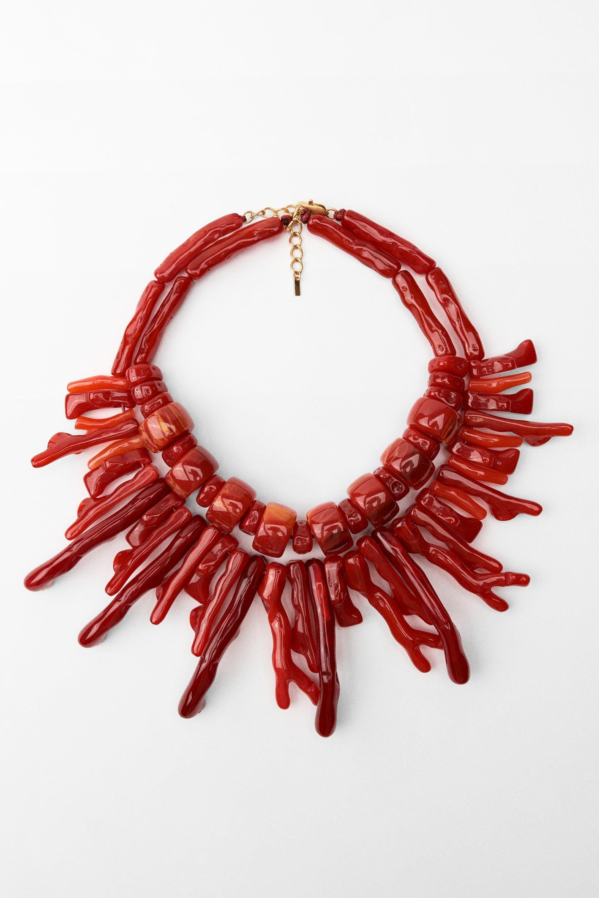 2 PACK OF CORAL EFFECT RESIN NECKLACES by ZARA