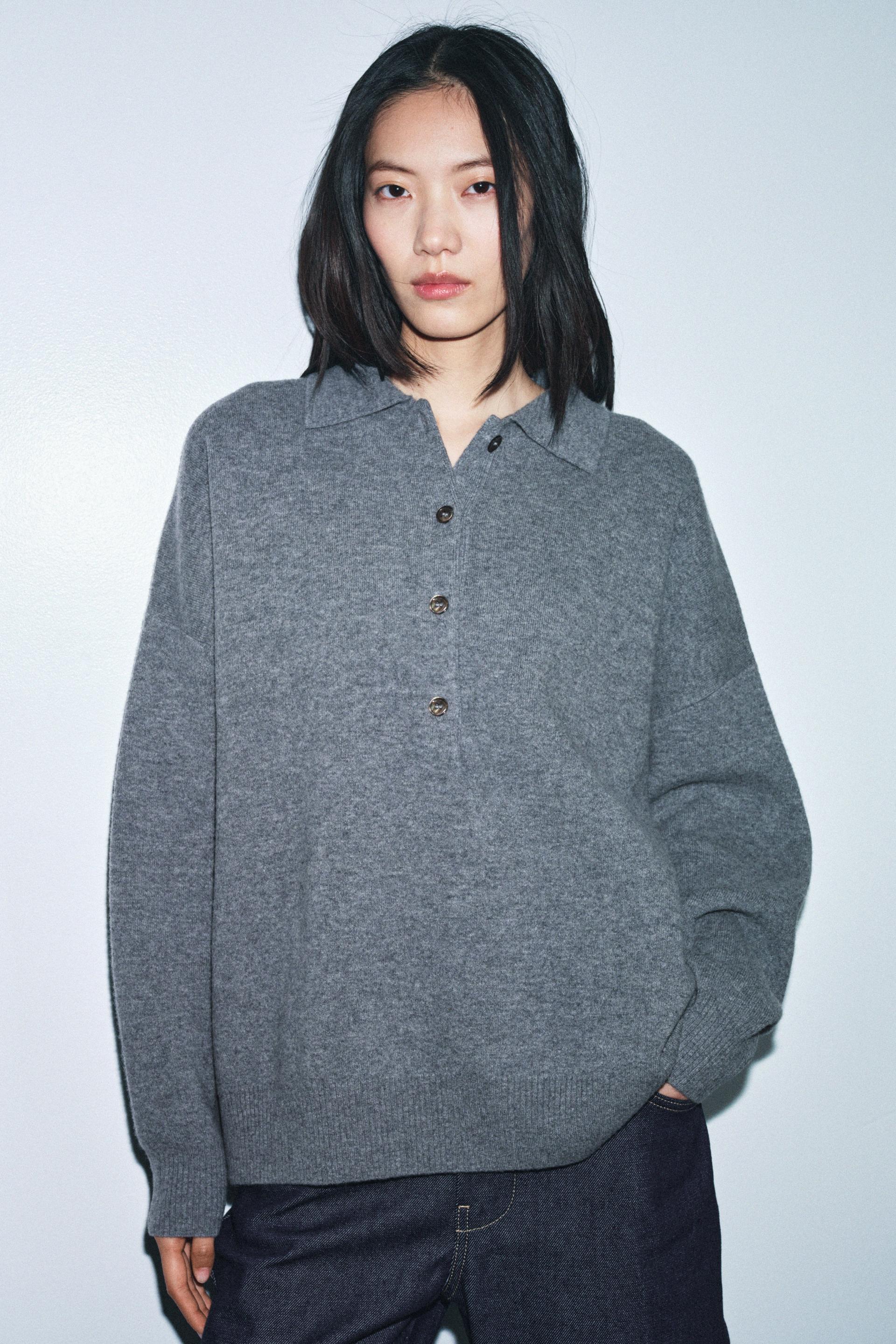 95% WOOL PLAIN KNIT POLO by ZARA