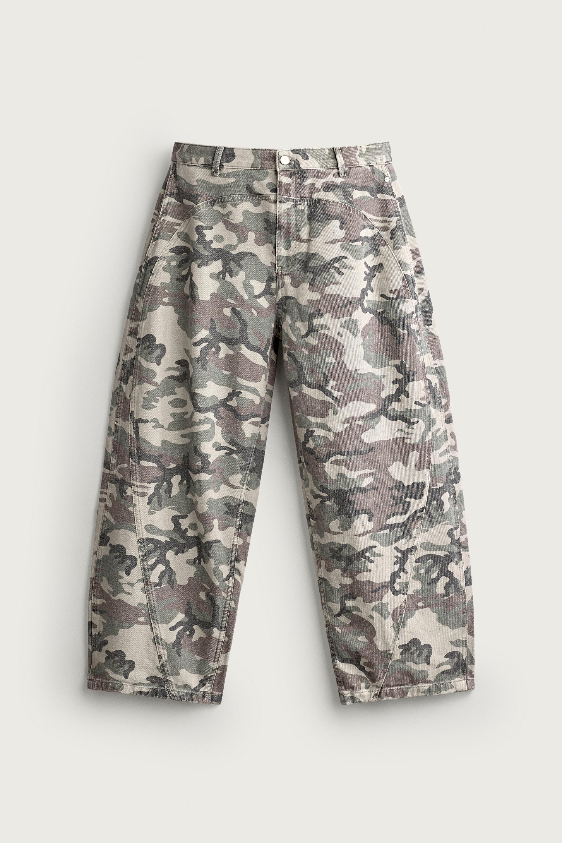 ABSTRACT PRINT BARREL-FIT PANTS by ZARA