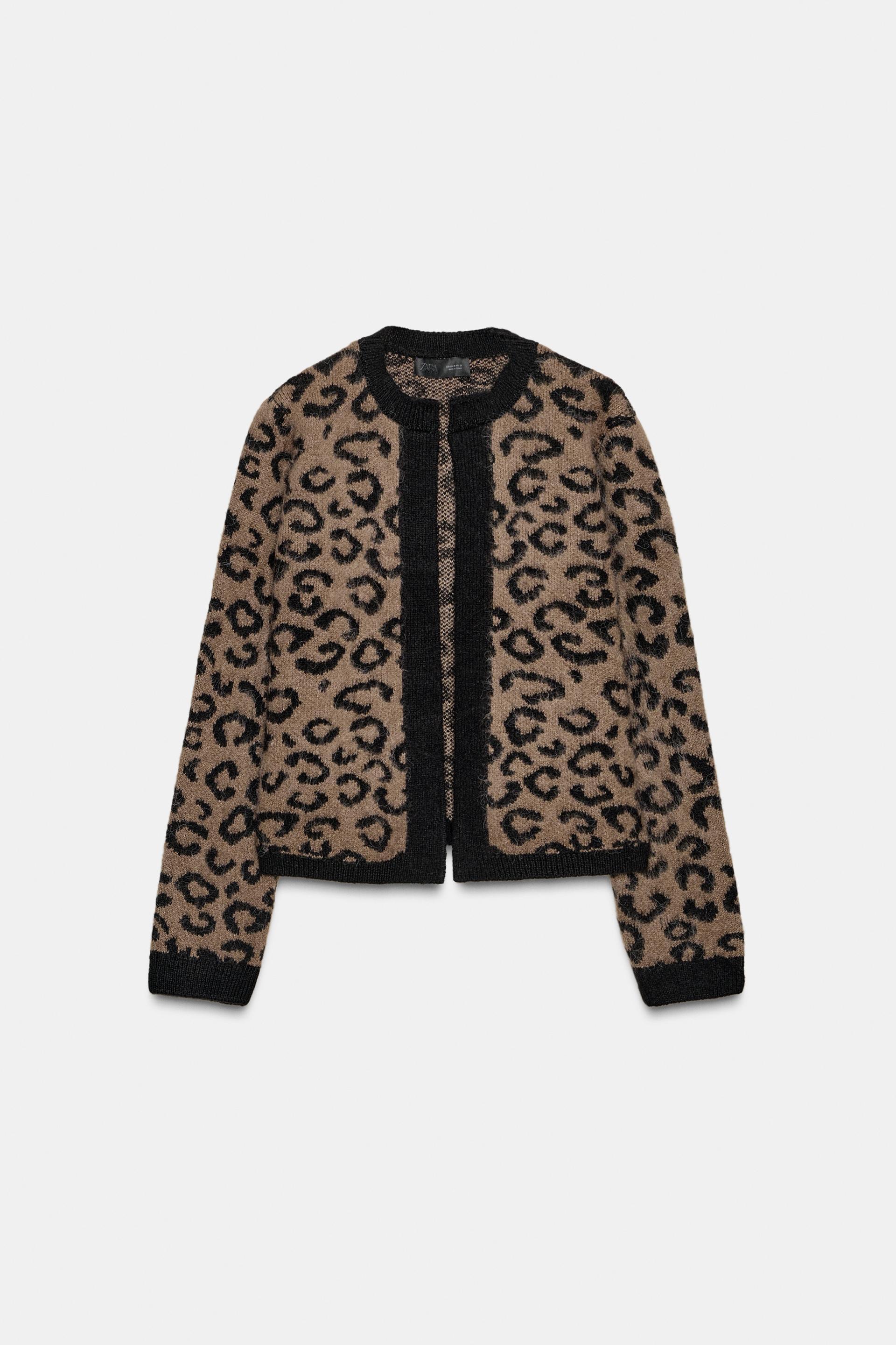 ANIMAL JACQUARD KNIT CARDIGAN by ZARA