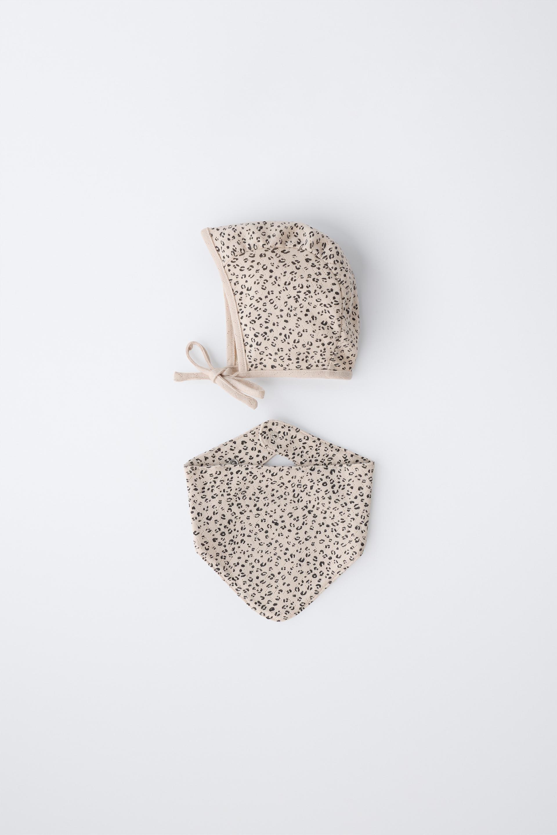 ANIMAL PRINT BONNET AND BIB PACK by ZARA