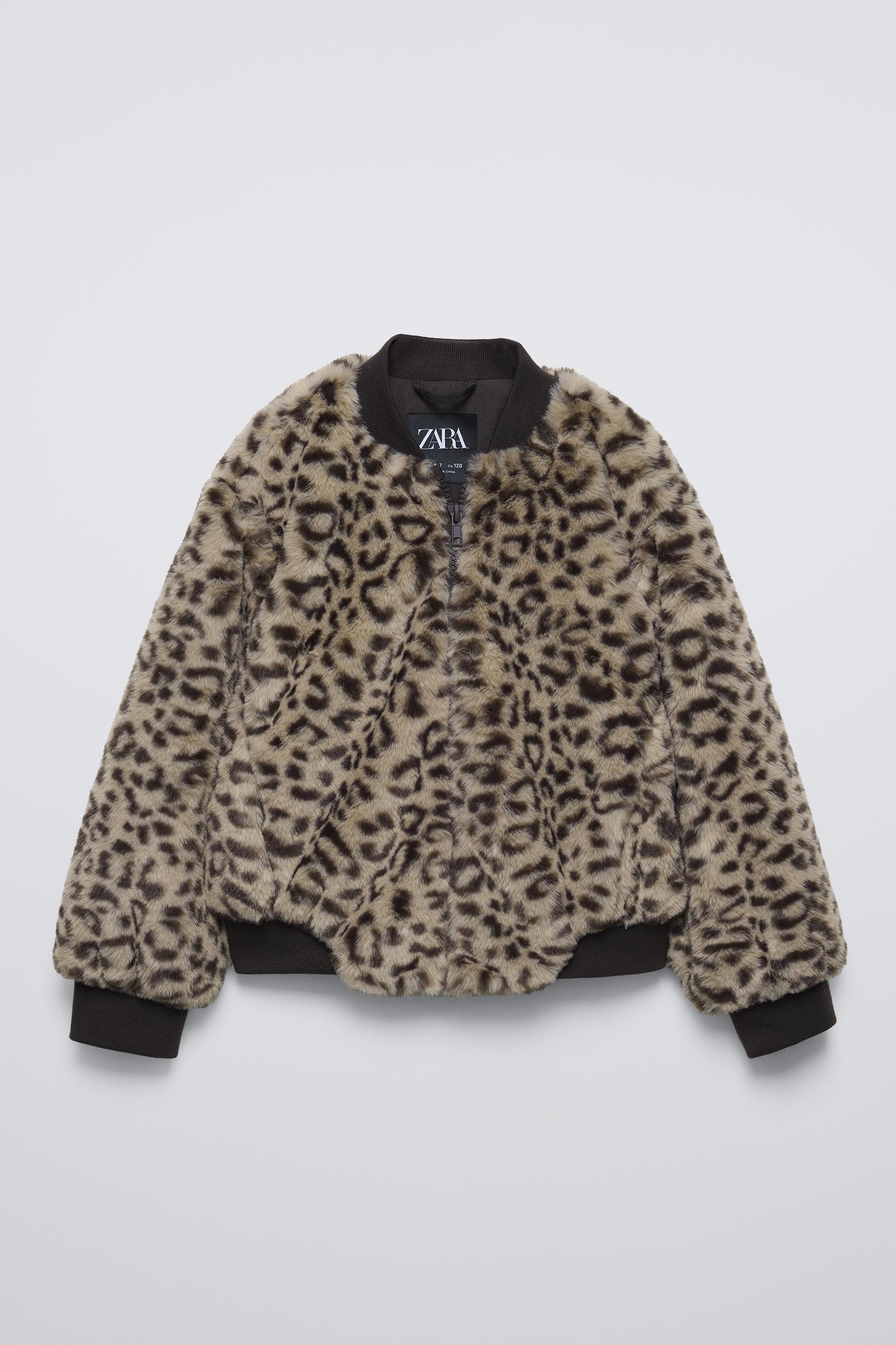 ANIMAL PRINT FAUX FUR BOMBER JACKET by ZARA