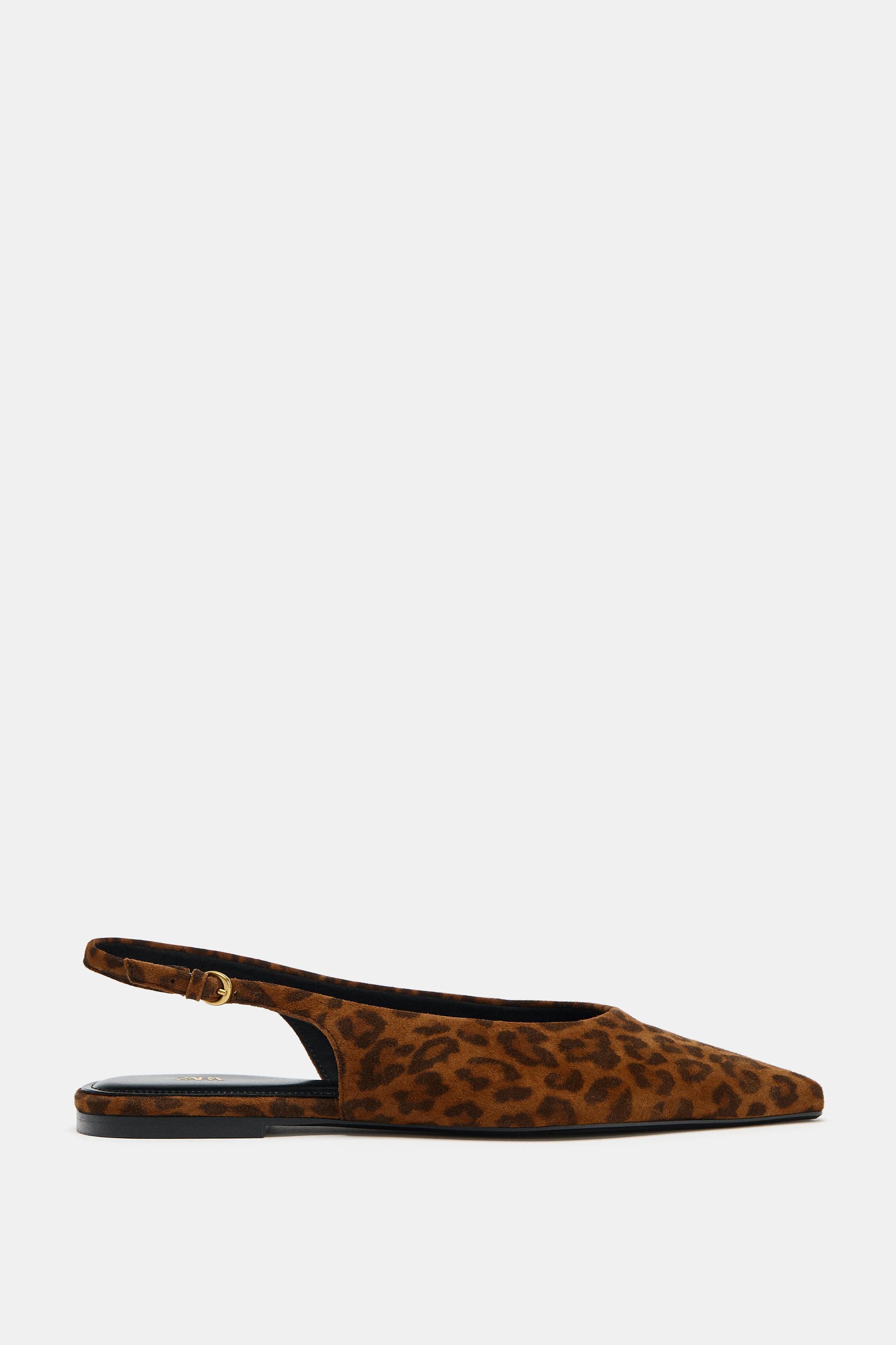 ANIMAL PRINT LEATHER SLINGBACK SHOES by ZARA