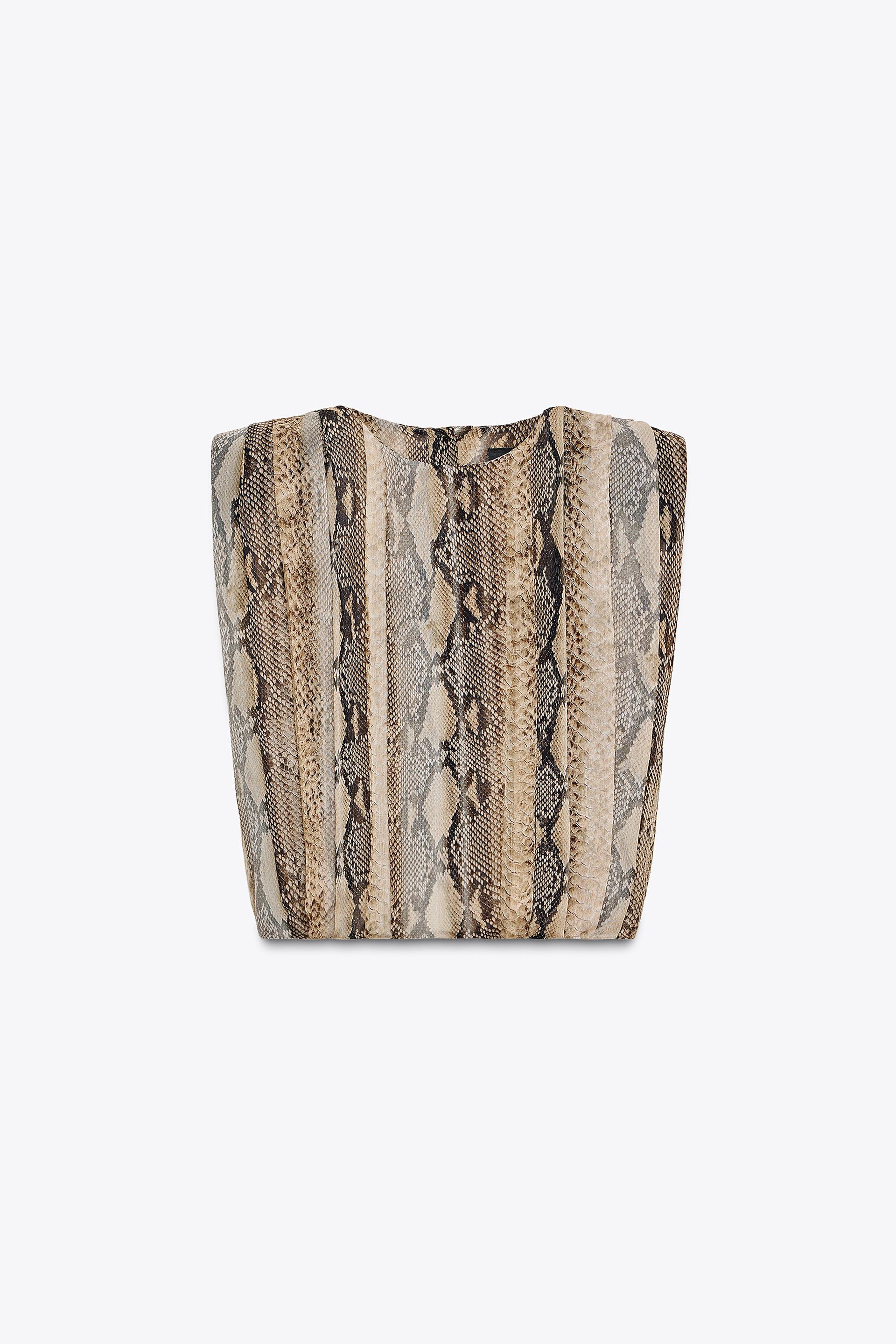 ANIMAL PRINT SHOULDER PAD BLOUSE ZW COLLECTION by ZARA