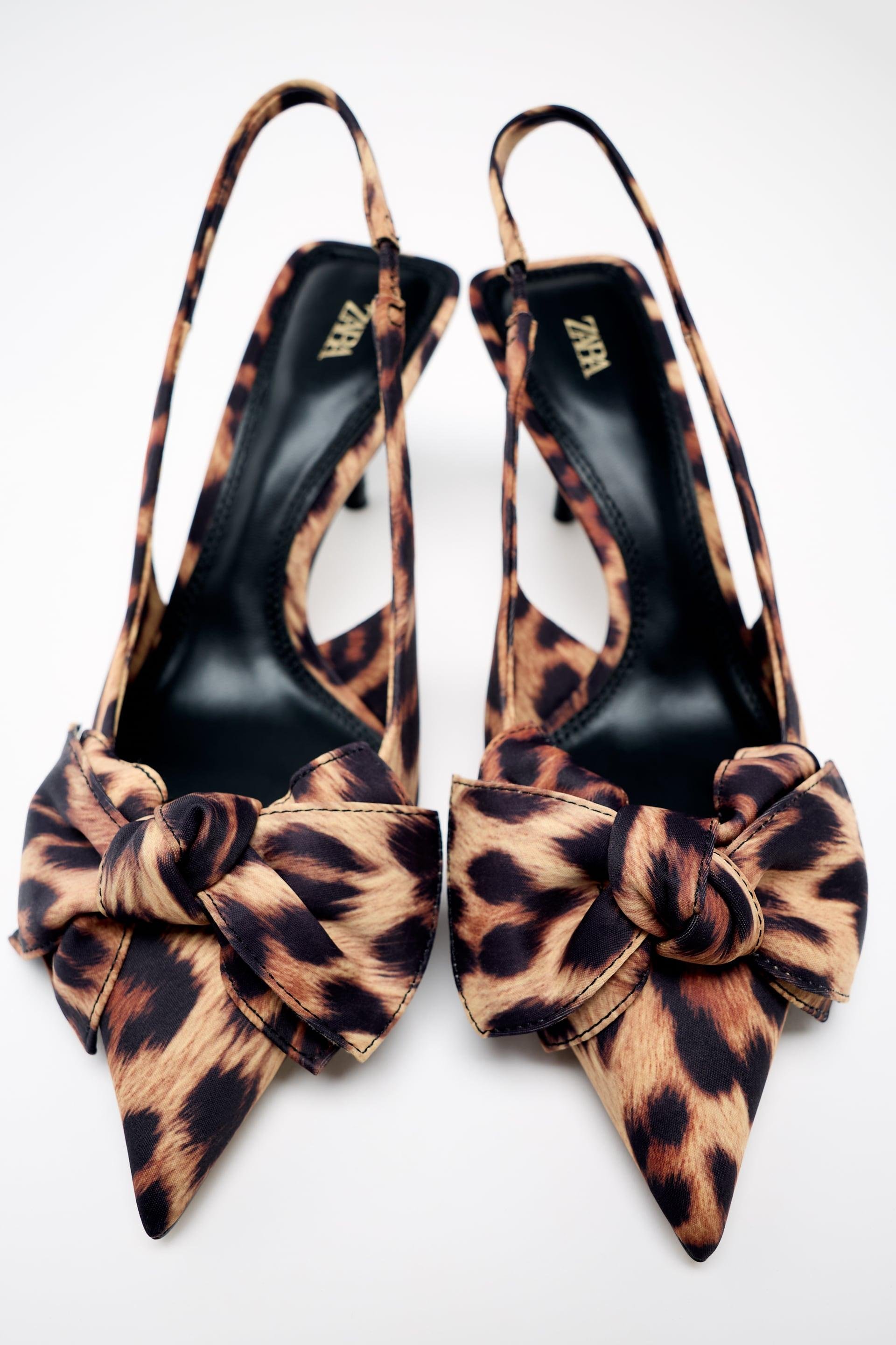 ANIMAL PRINT SLINGBACK SHOES WITH BOW by ZARA
