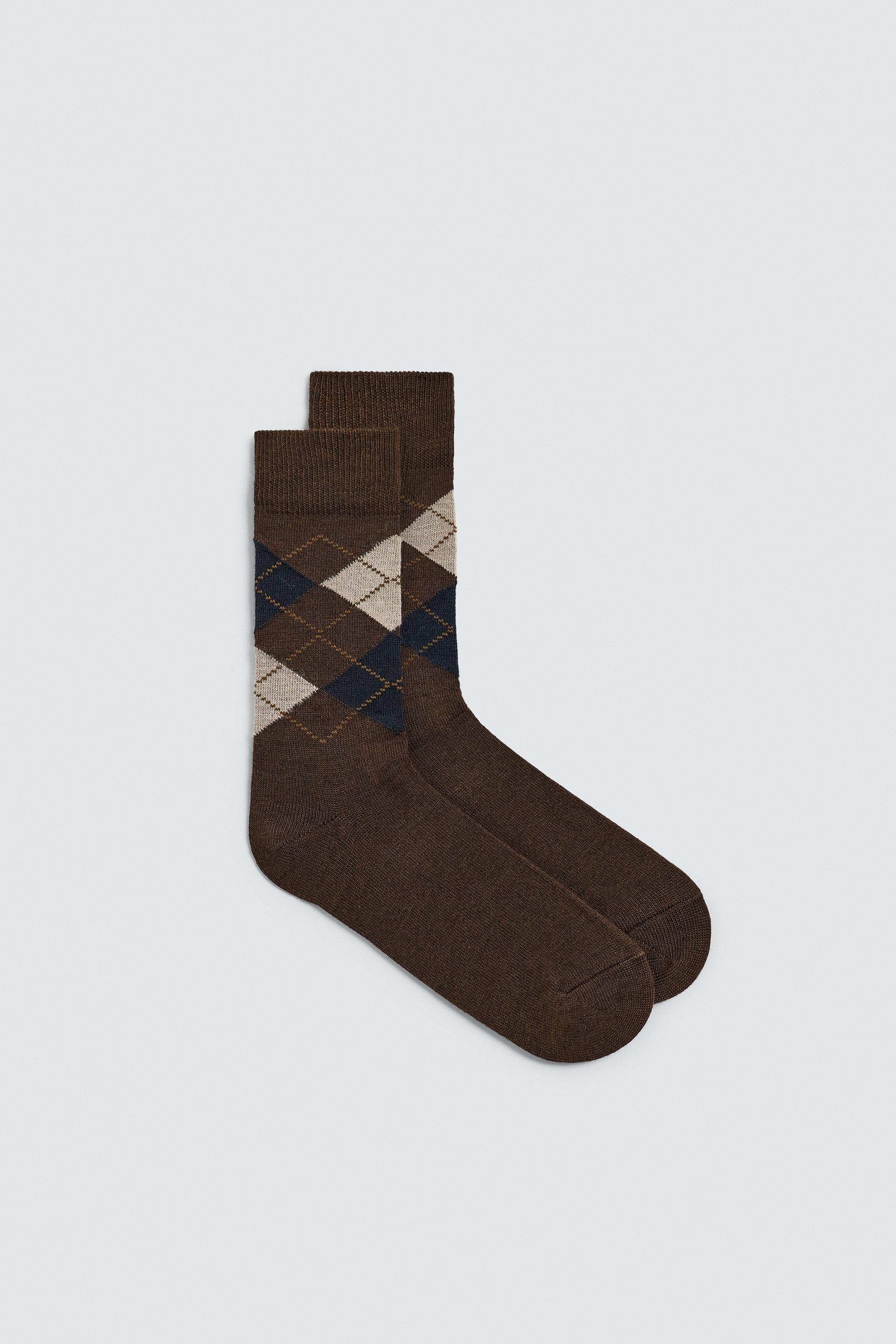 ARGYLE WOOL BLEND SOCKS by ZARA