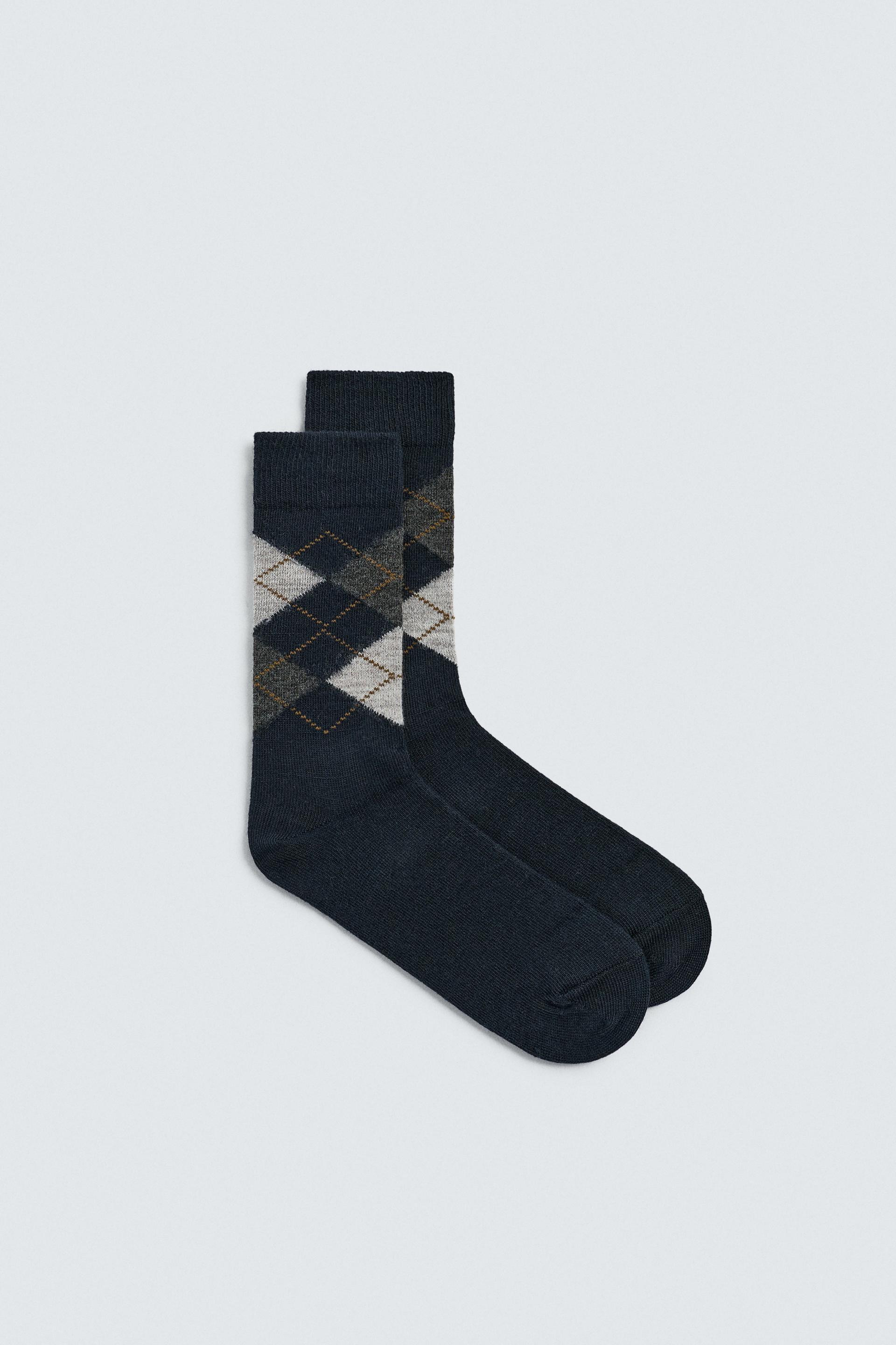 ARGYLE WOOL BLEND SOCKS by ZARA