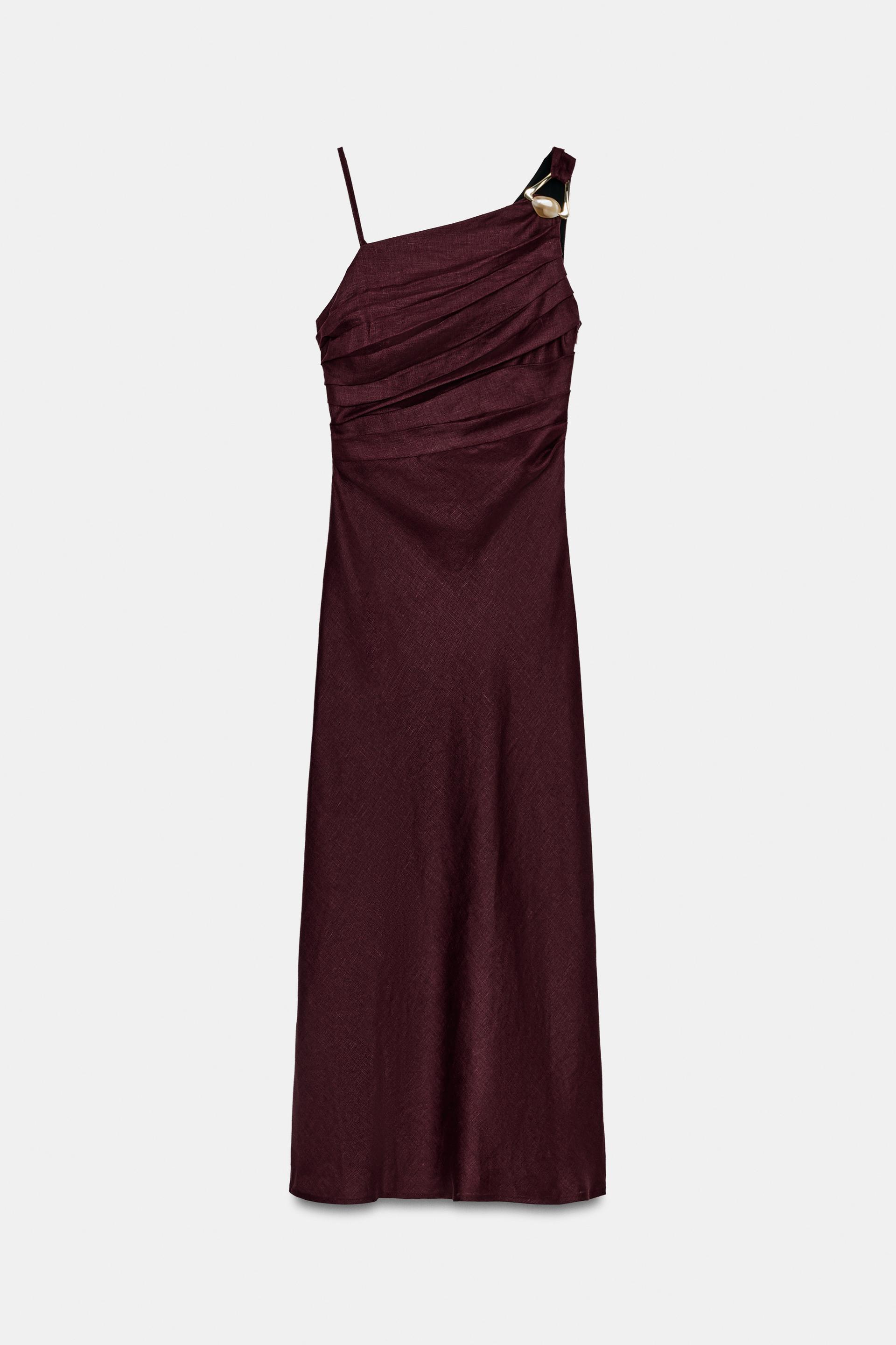 ASYMMETRIC 100% LINEN MIDI DRESS by ZARA