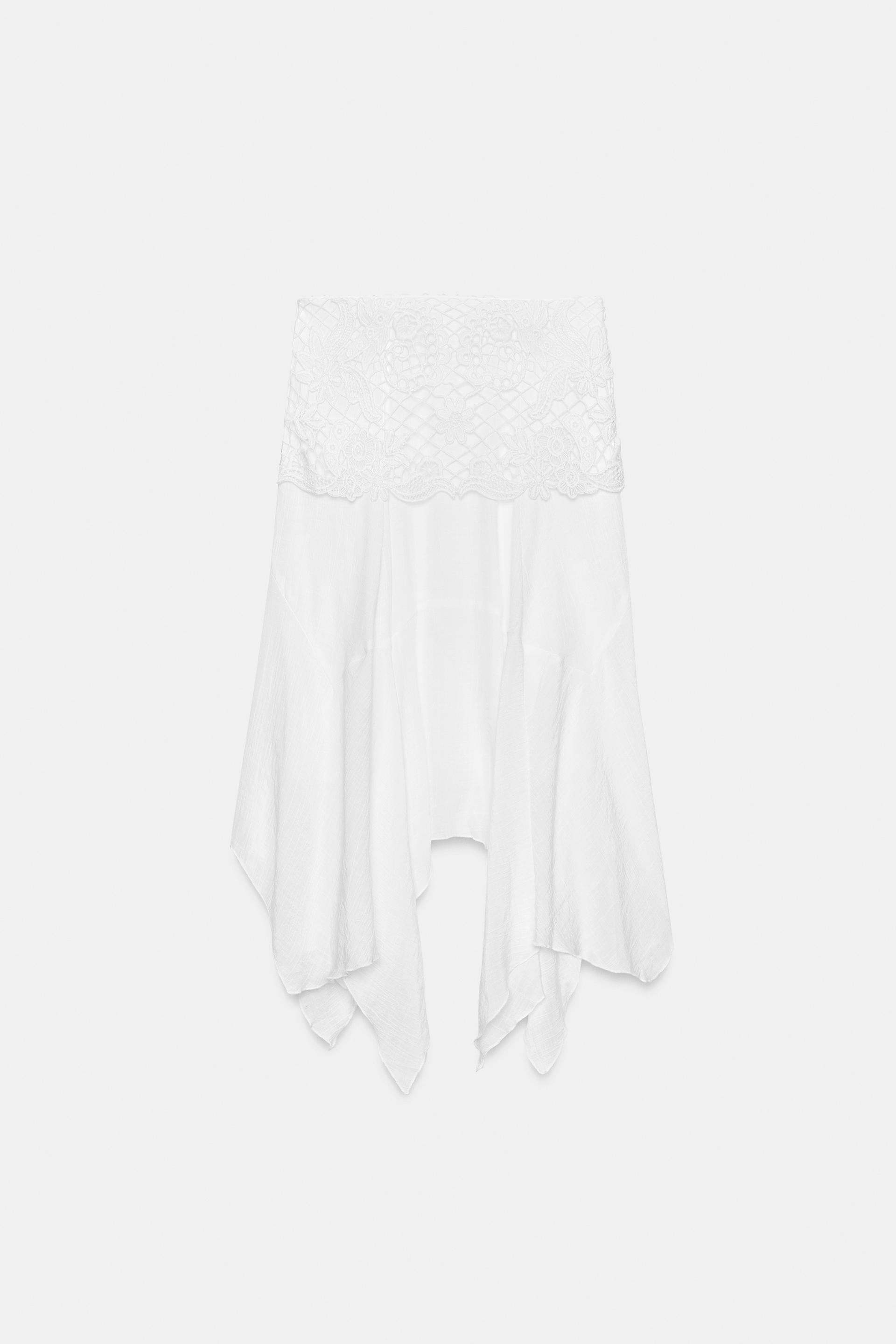 ASYMMETRIC EMBROIDERED MIDI SKIRT by ZARA