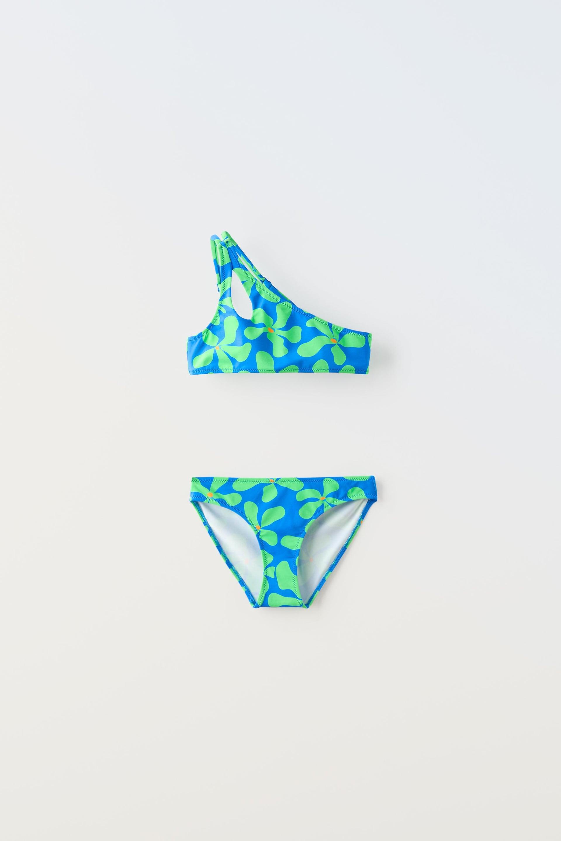 ASYMMETRIC FLORAL BIKINI by ZARA