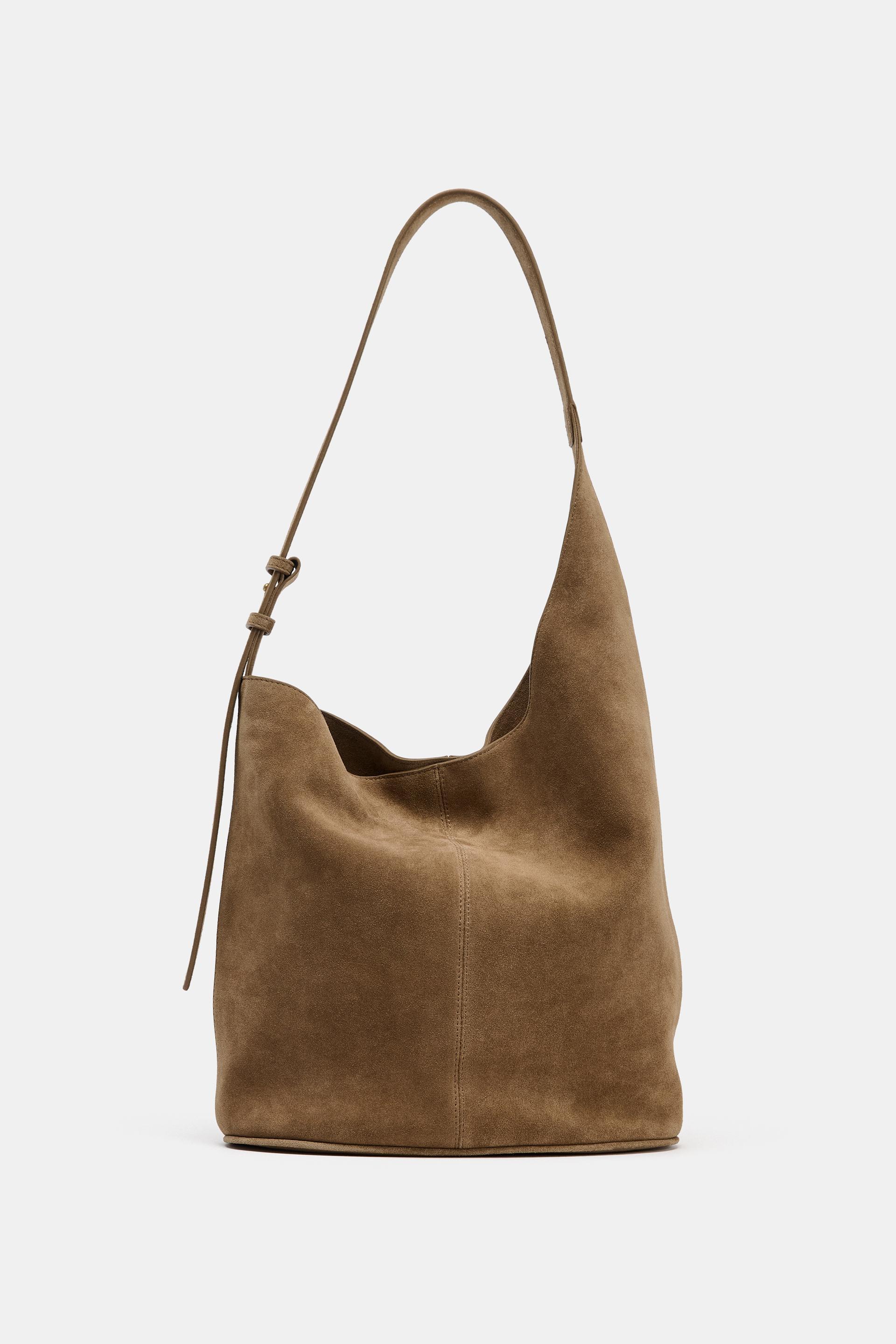 ASYMMETRIC LEATHER BUCKET BAG by ZARA