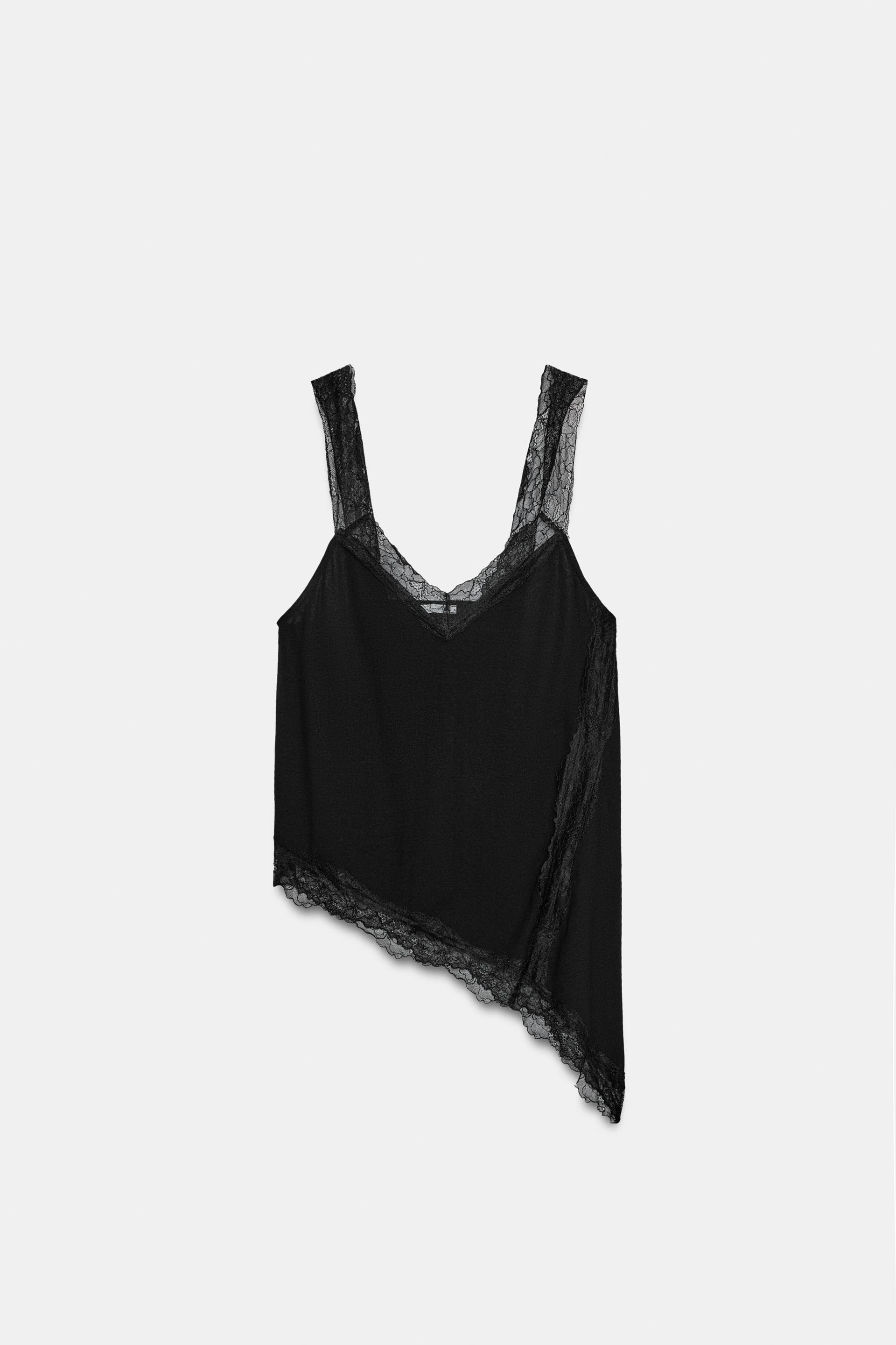 ASYMMETRIC RUSTIC LACE TOP by ZARA