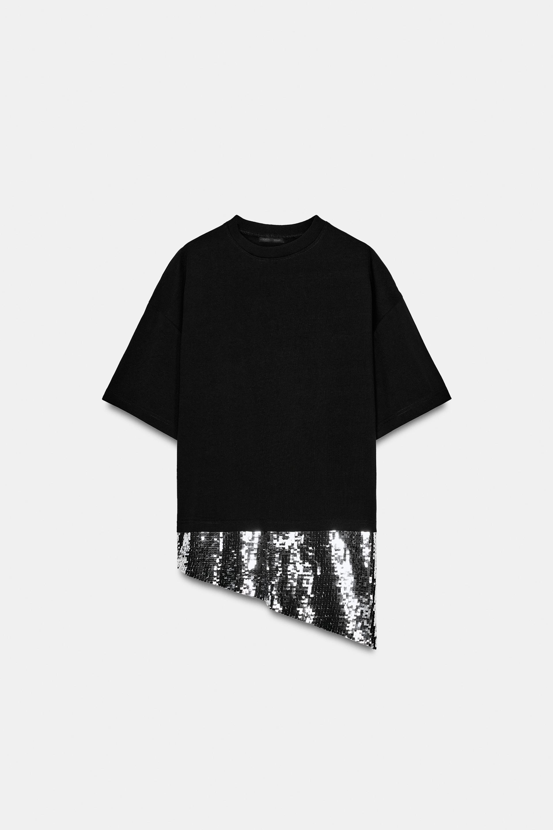 ASYMMETRIC SEQUIN T-SHIRT by ZARA