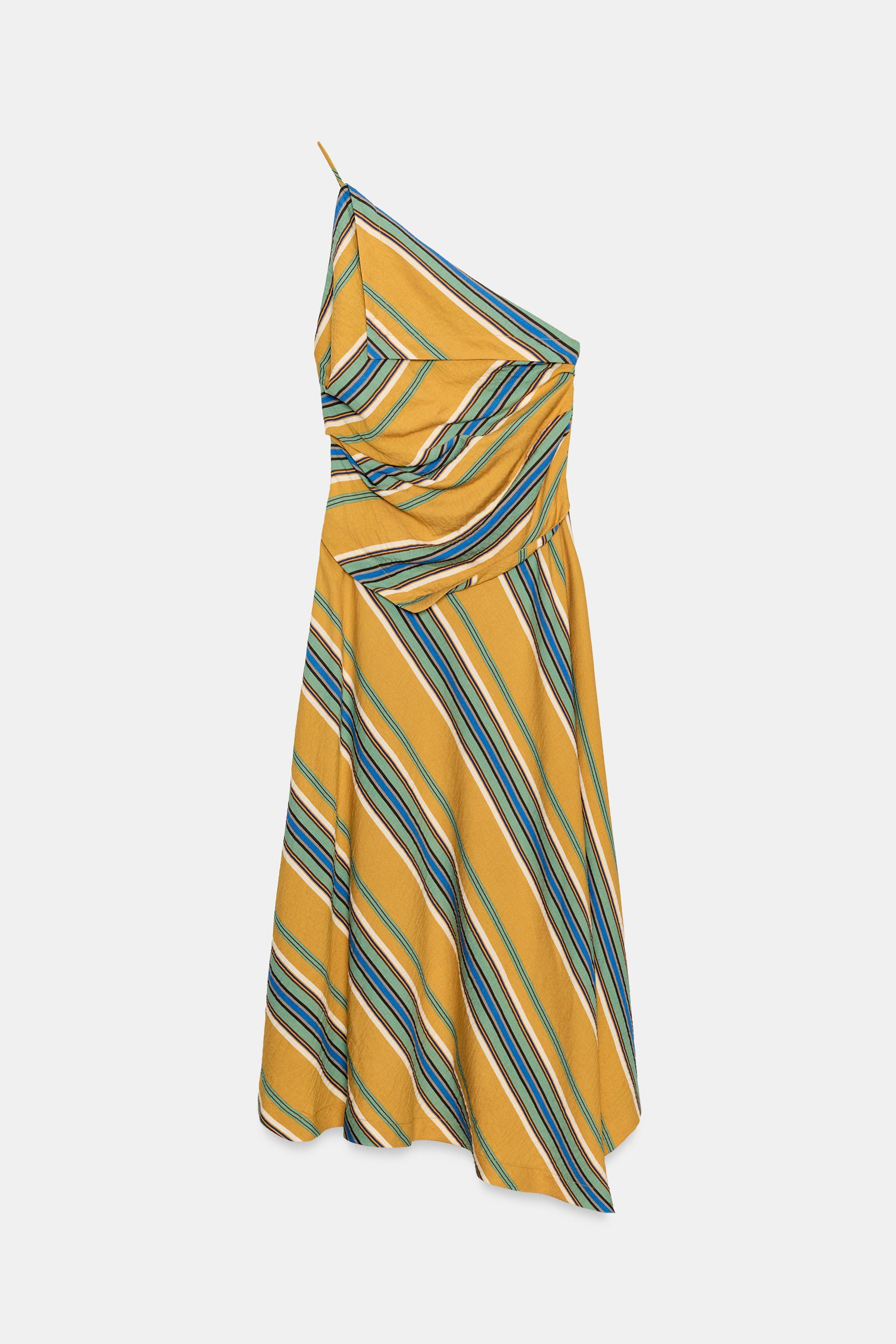 ASYMMETRIC STRIPED MIDI DRESS by ZARA