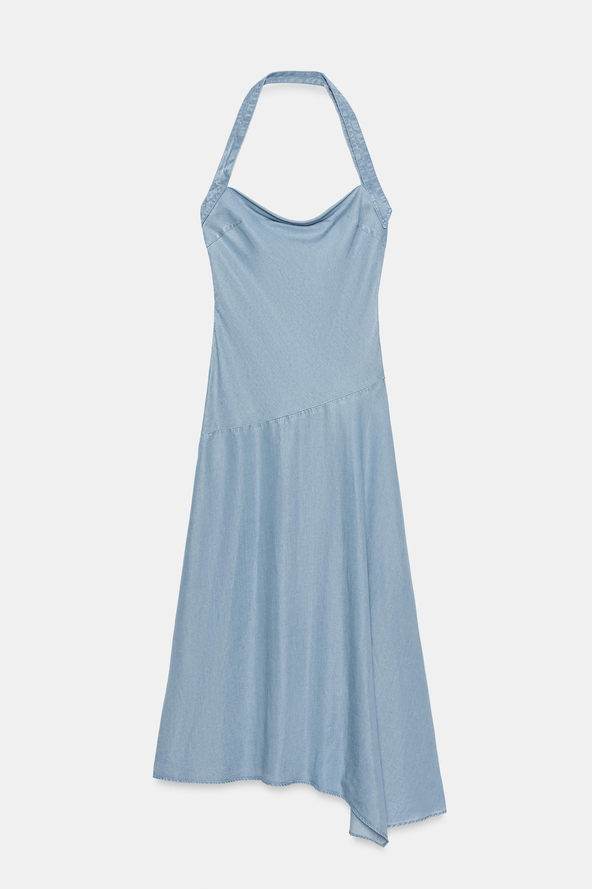 ASYMMETRIC TRF HALTER DENIM DRESS by ZARA