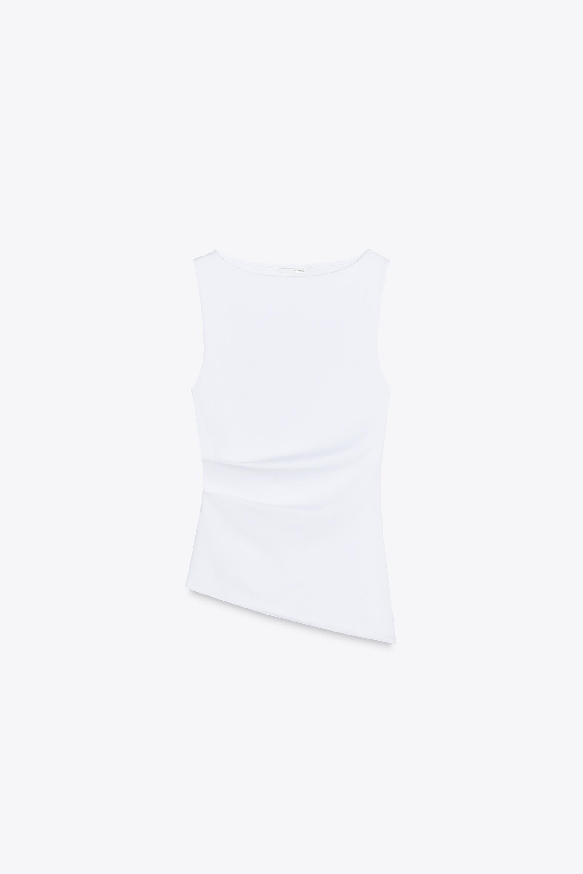 ASYMMETRICAL RUCHED T-SHIRT by ZARA