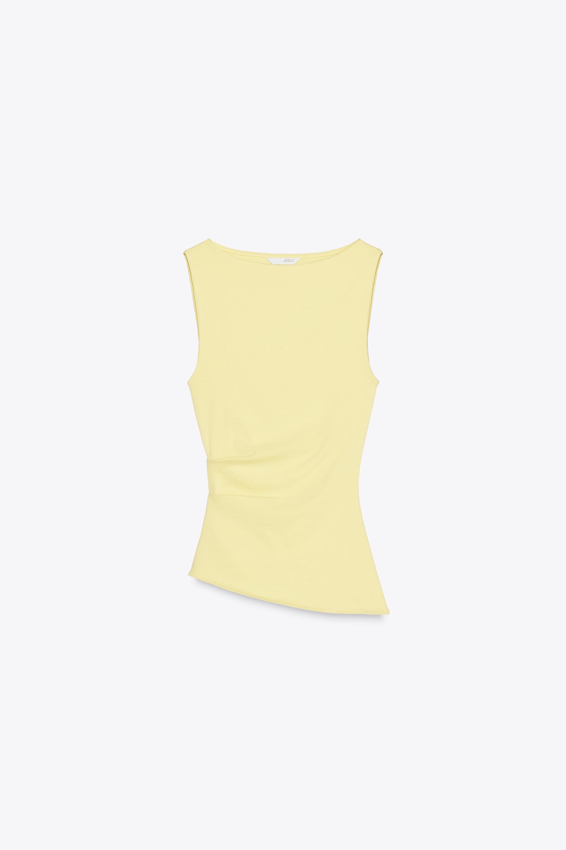 ASYMMETRICAL RUCHED T-SHIRT by ZARA