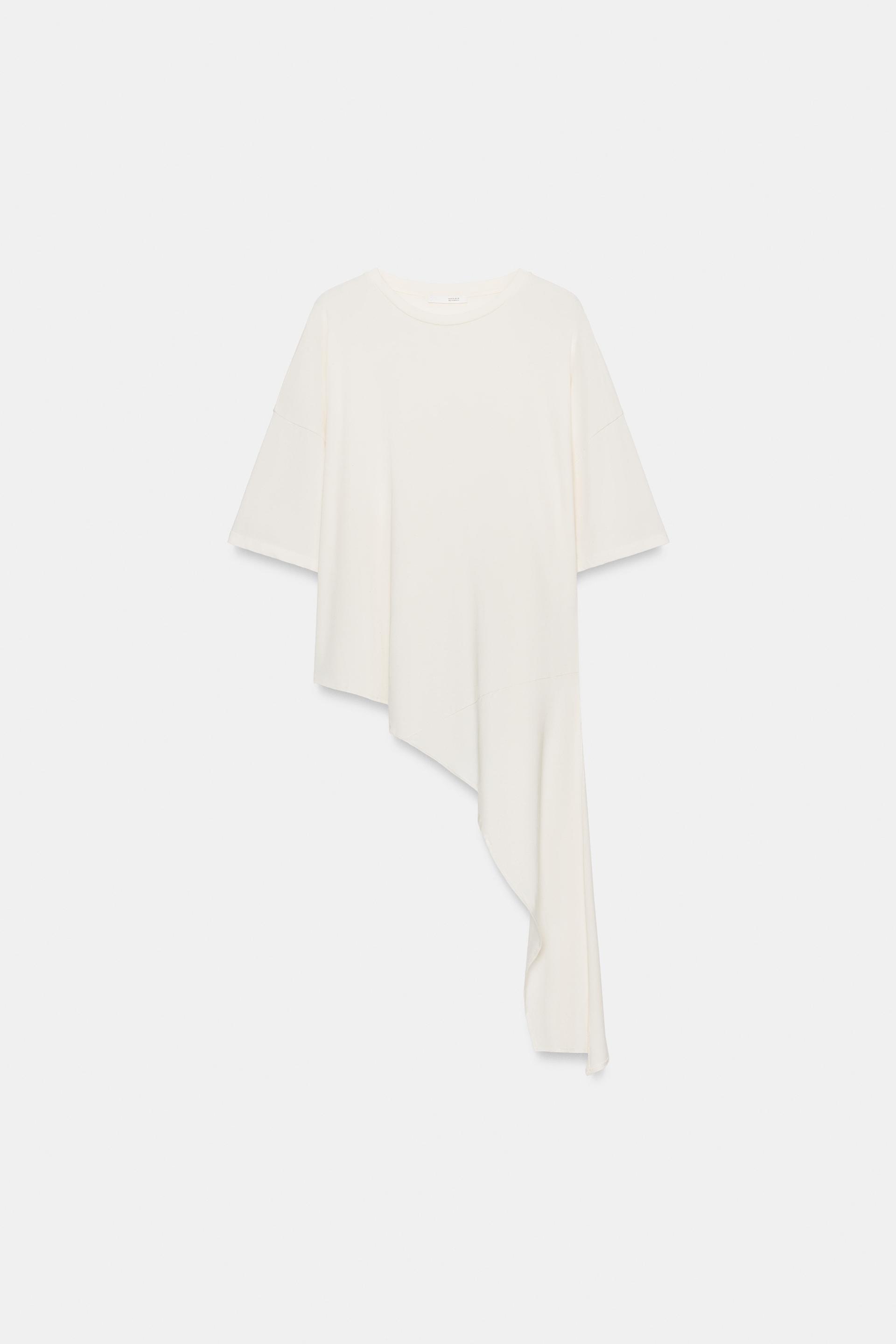 ASYMMETRICAL SLIT T-SHIRT by ZARA