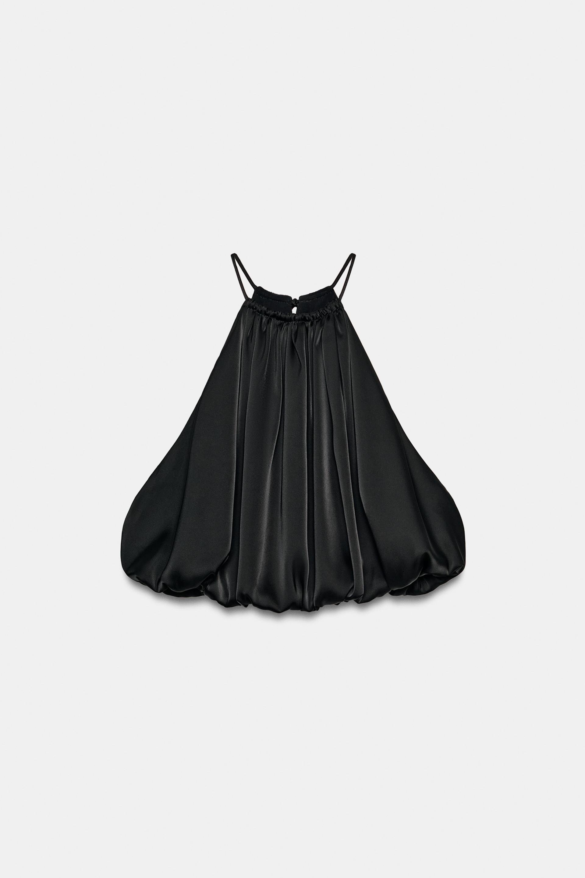 BALLOON HEM SATIN CROP TOP by ZARA