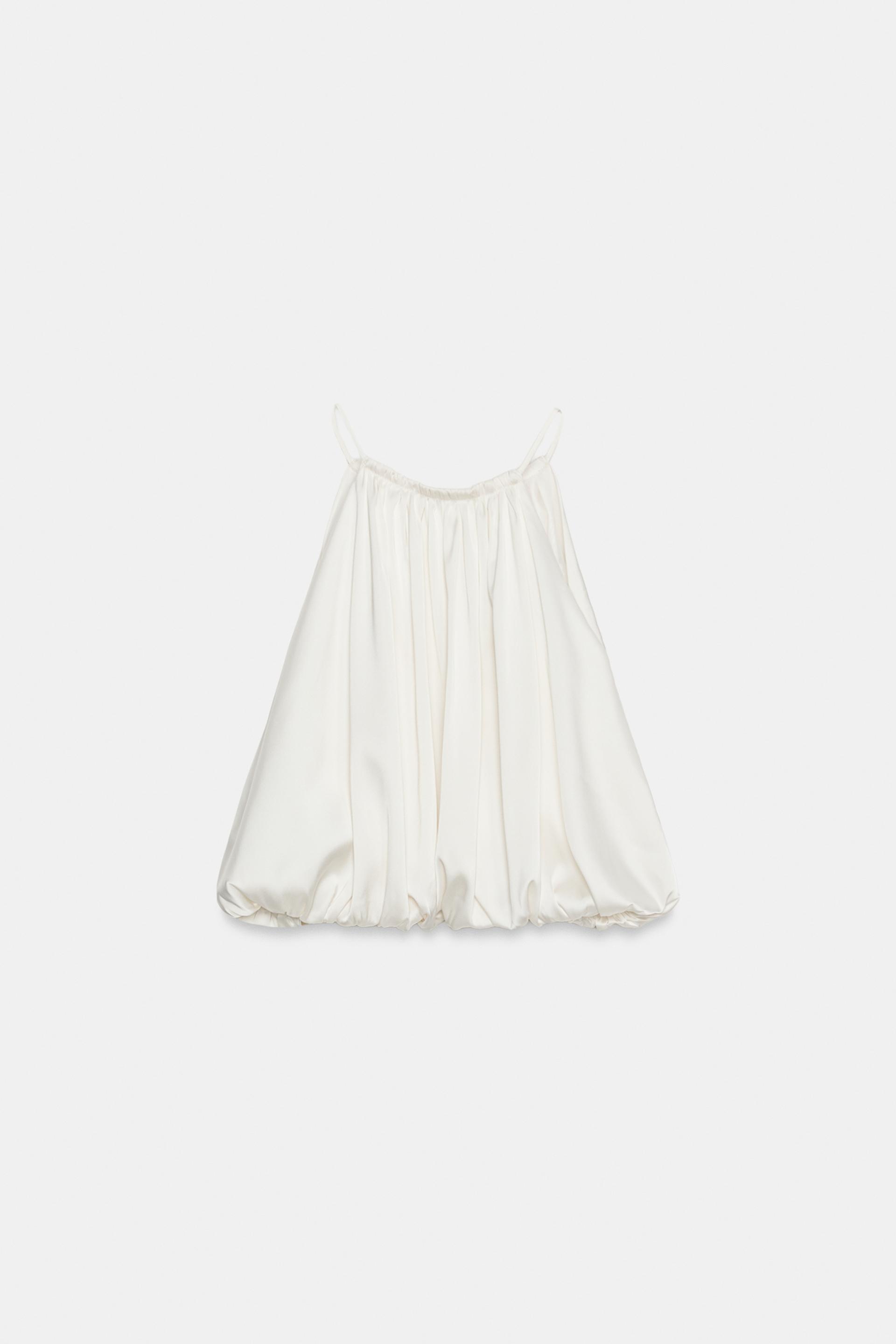 BALLOON HEM SATIN CROP TOP by ZARA