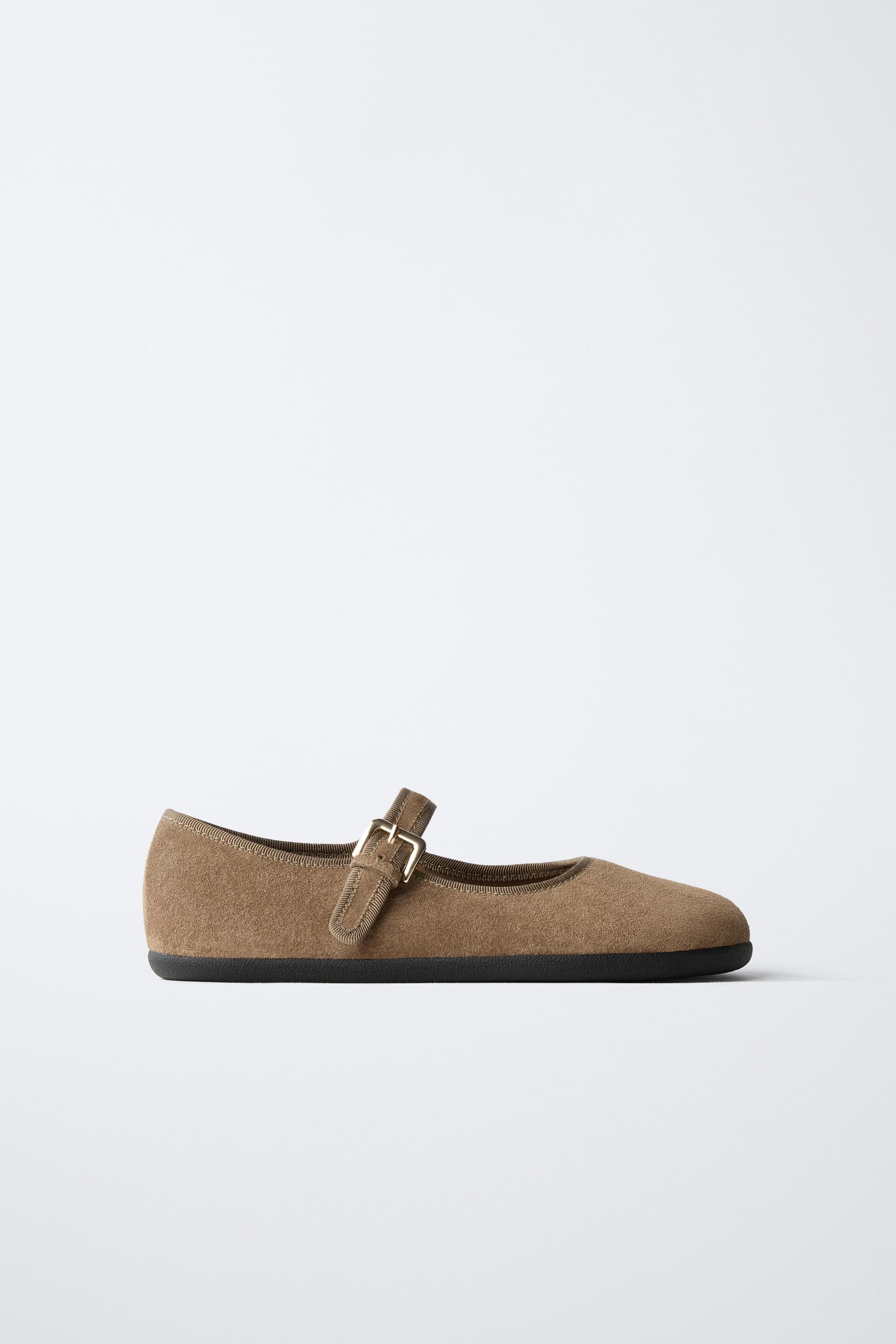 BAREFOOT LEATHER BALLET FLATS by ZARA