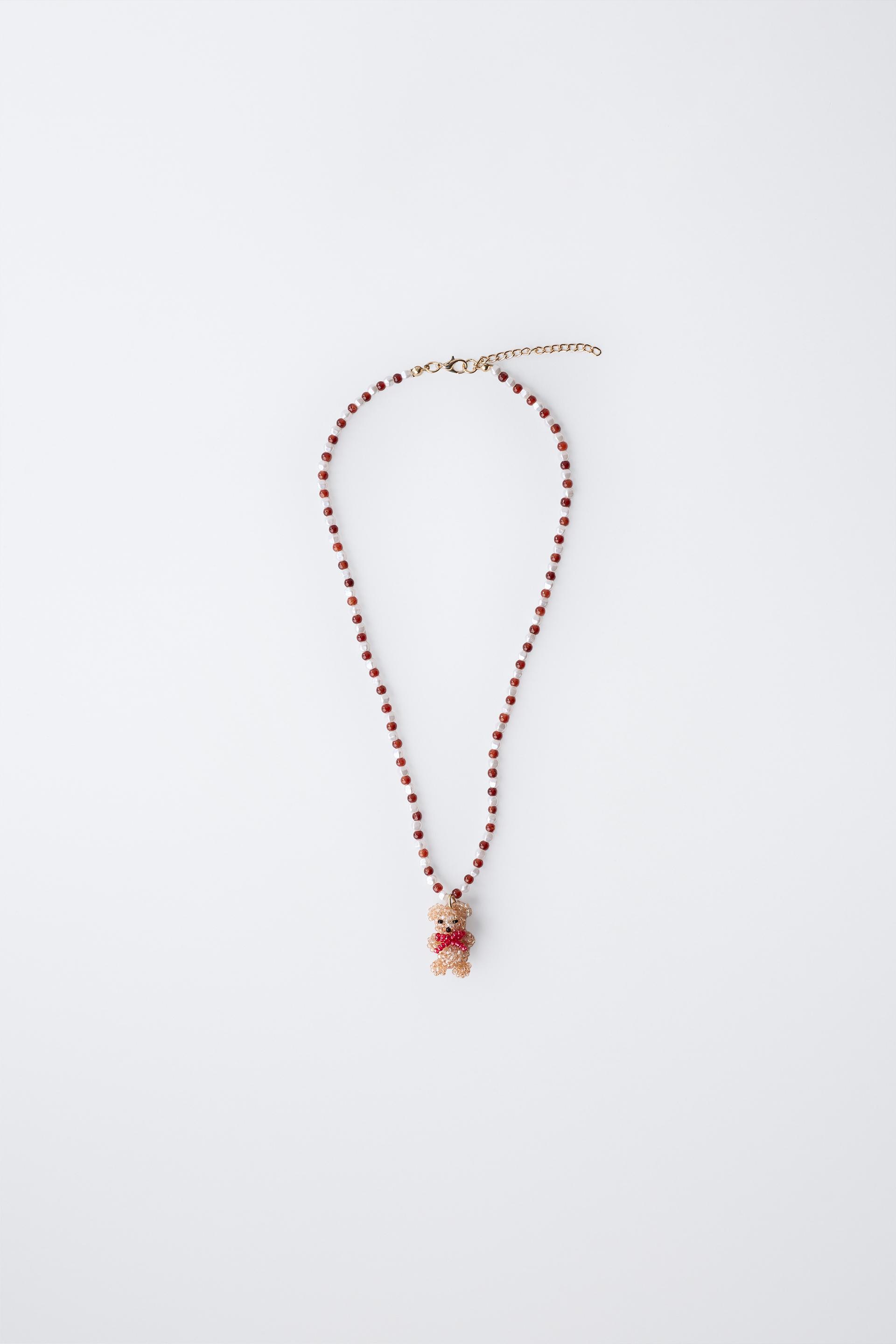 BEADED BEAR NECKLACE by ZARA