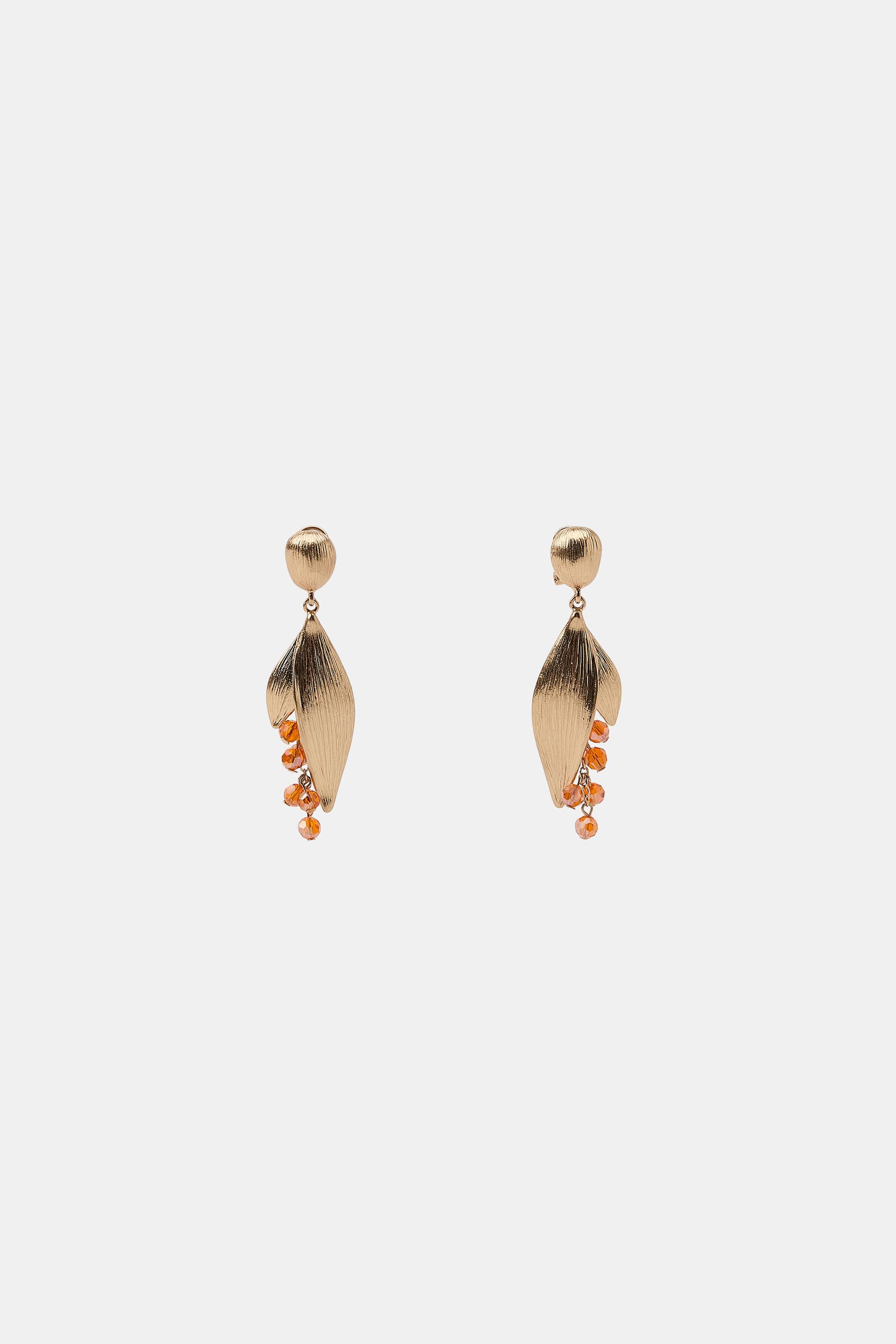 BEADED FLOWER EARRINGS by ZARA