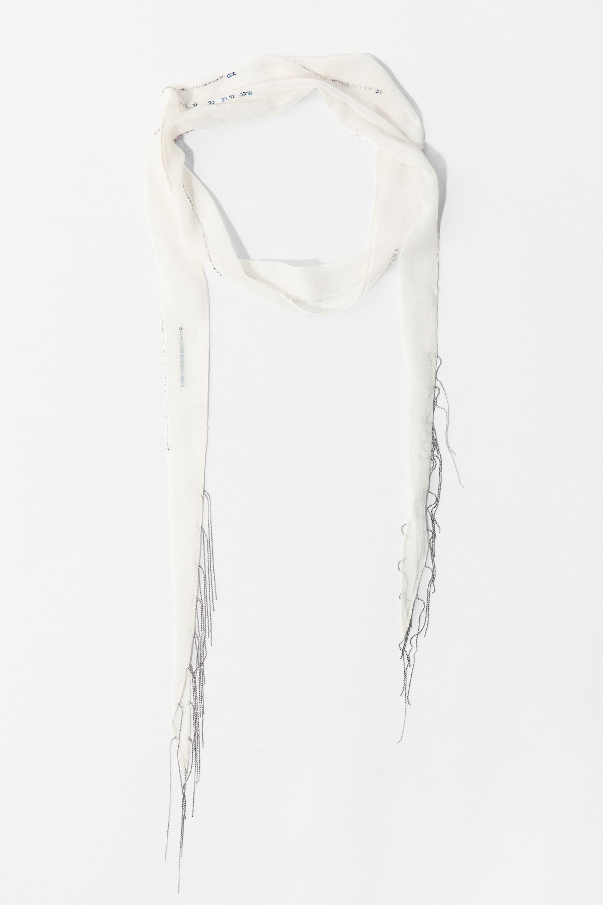 BEADED FRINGE SCARF by ZARA
