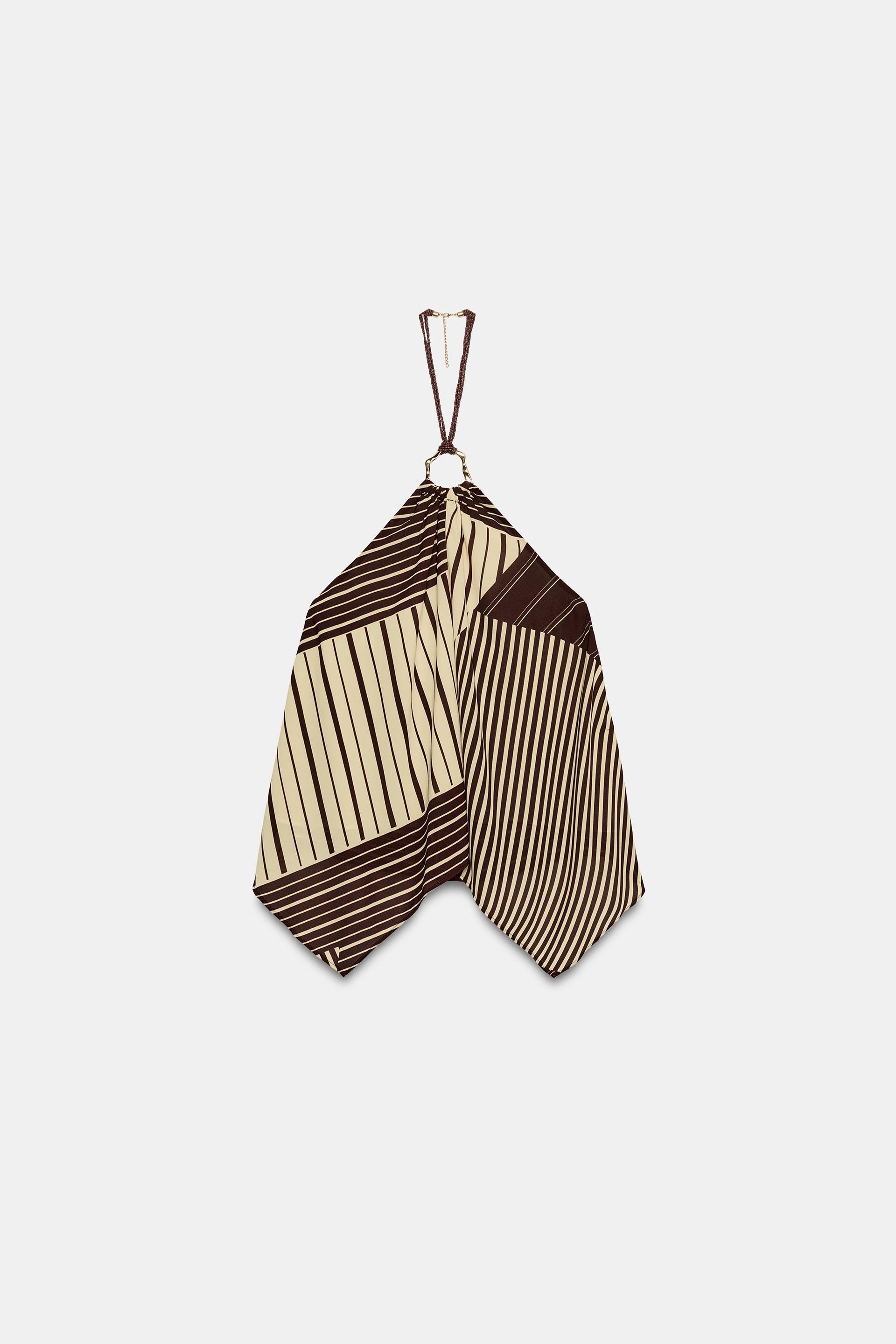 BEADED PRINT HALTER TOP by ZARA