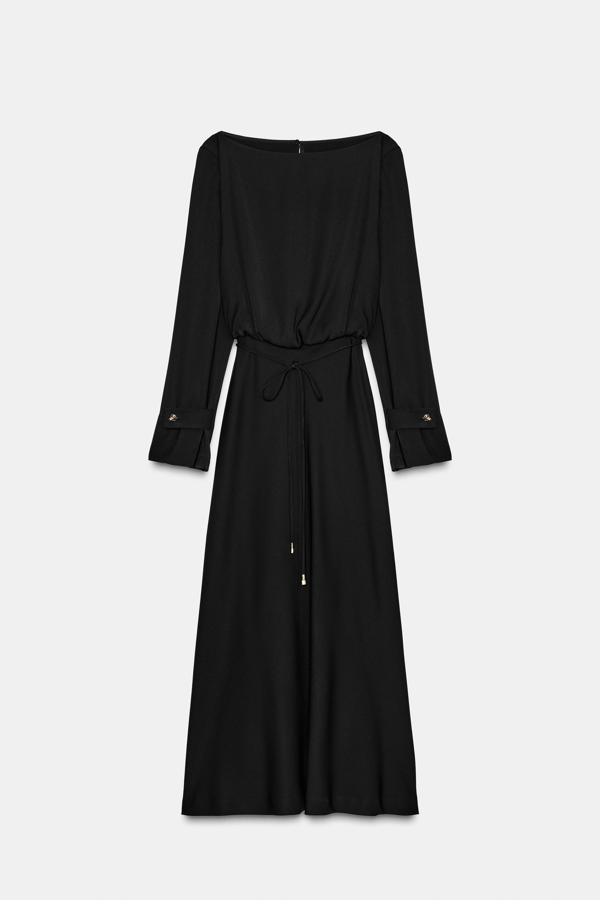 BELTED CREPE MIDI DRESS by ZARA