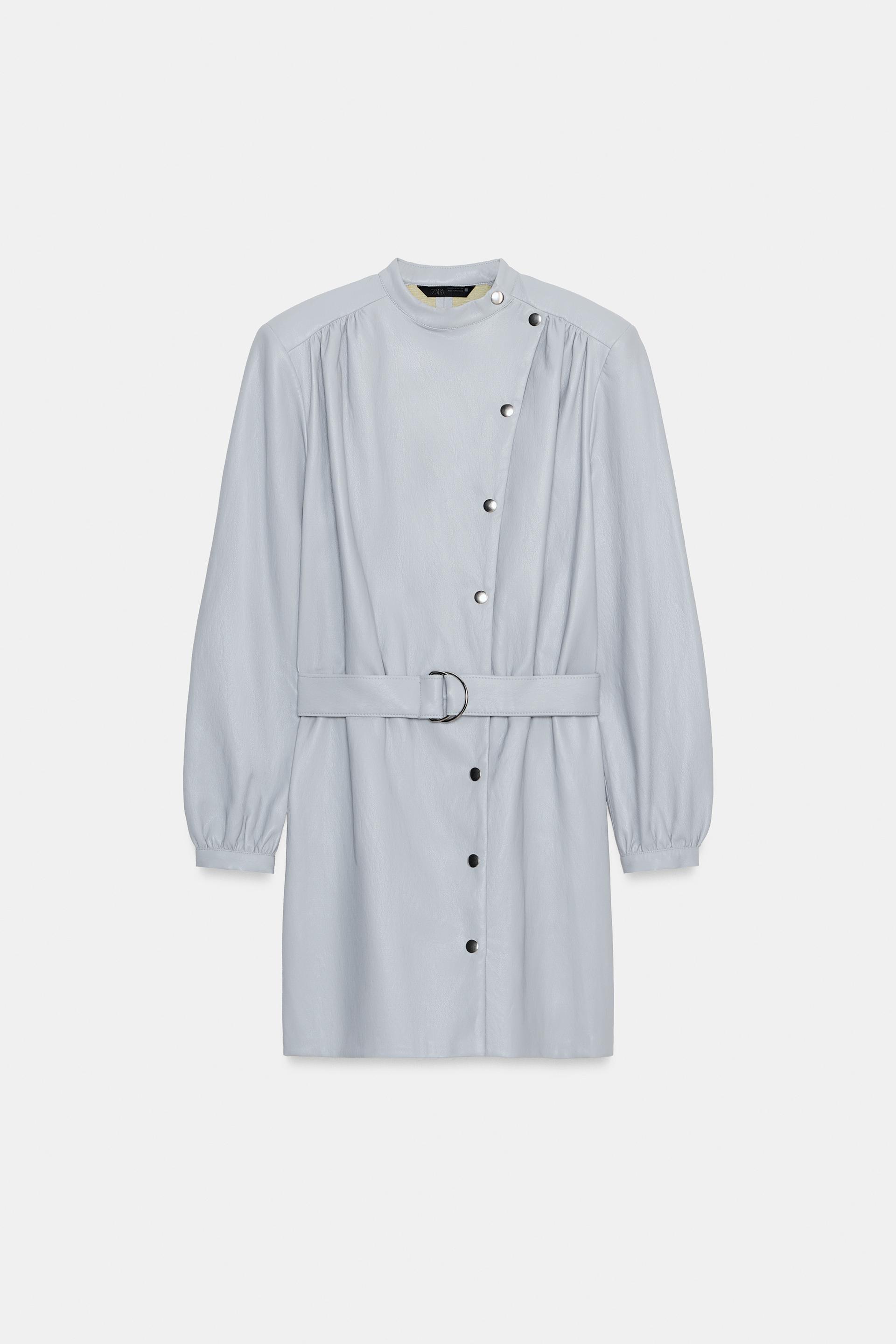 BELTED FAUX LEATHER SHORT DRESS by ZARA