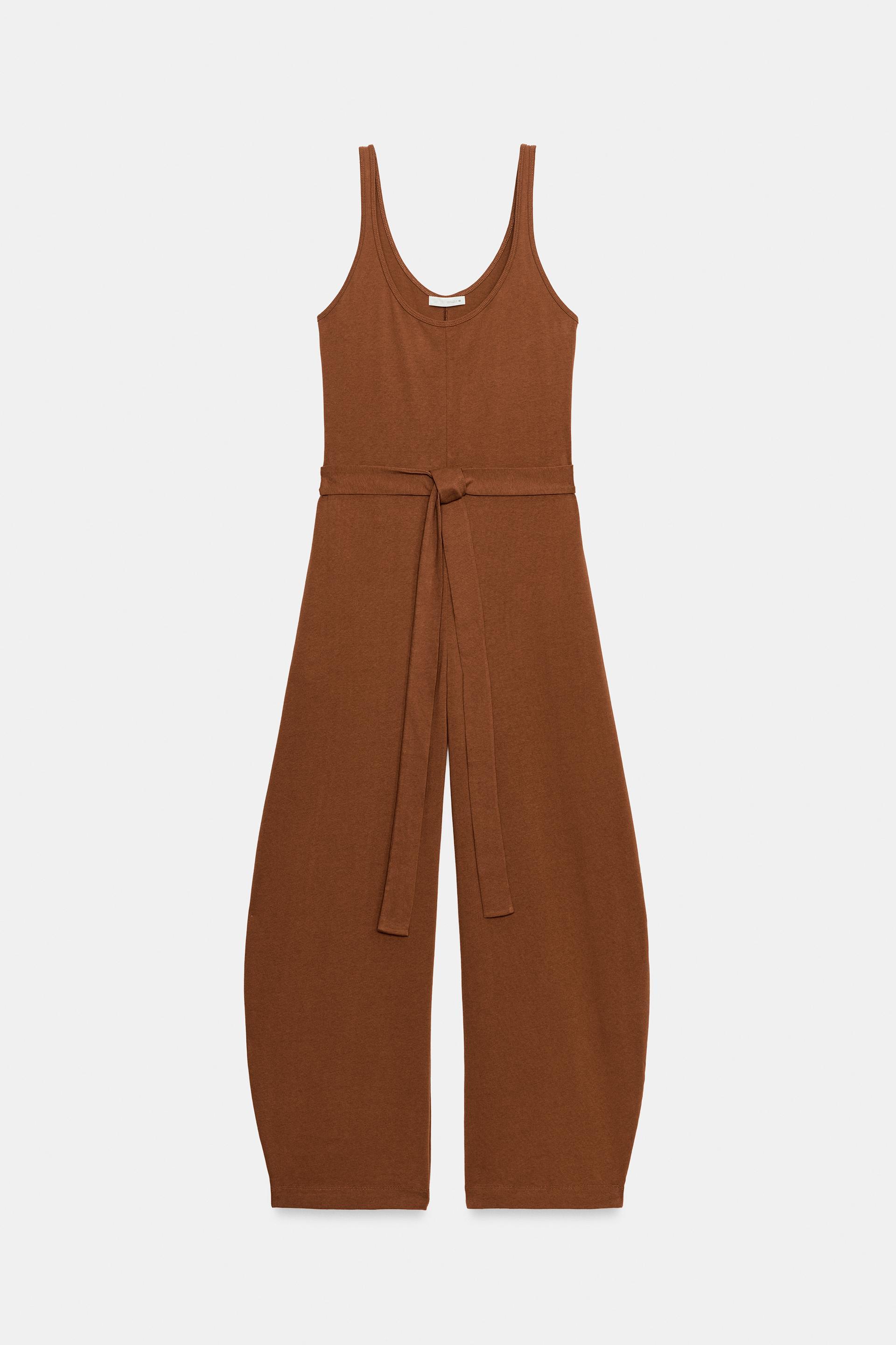 BELTED HEAVY COTTON JUMPSUIT by ZARA
