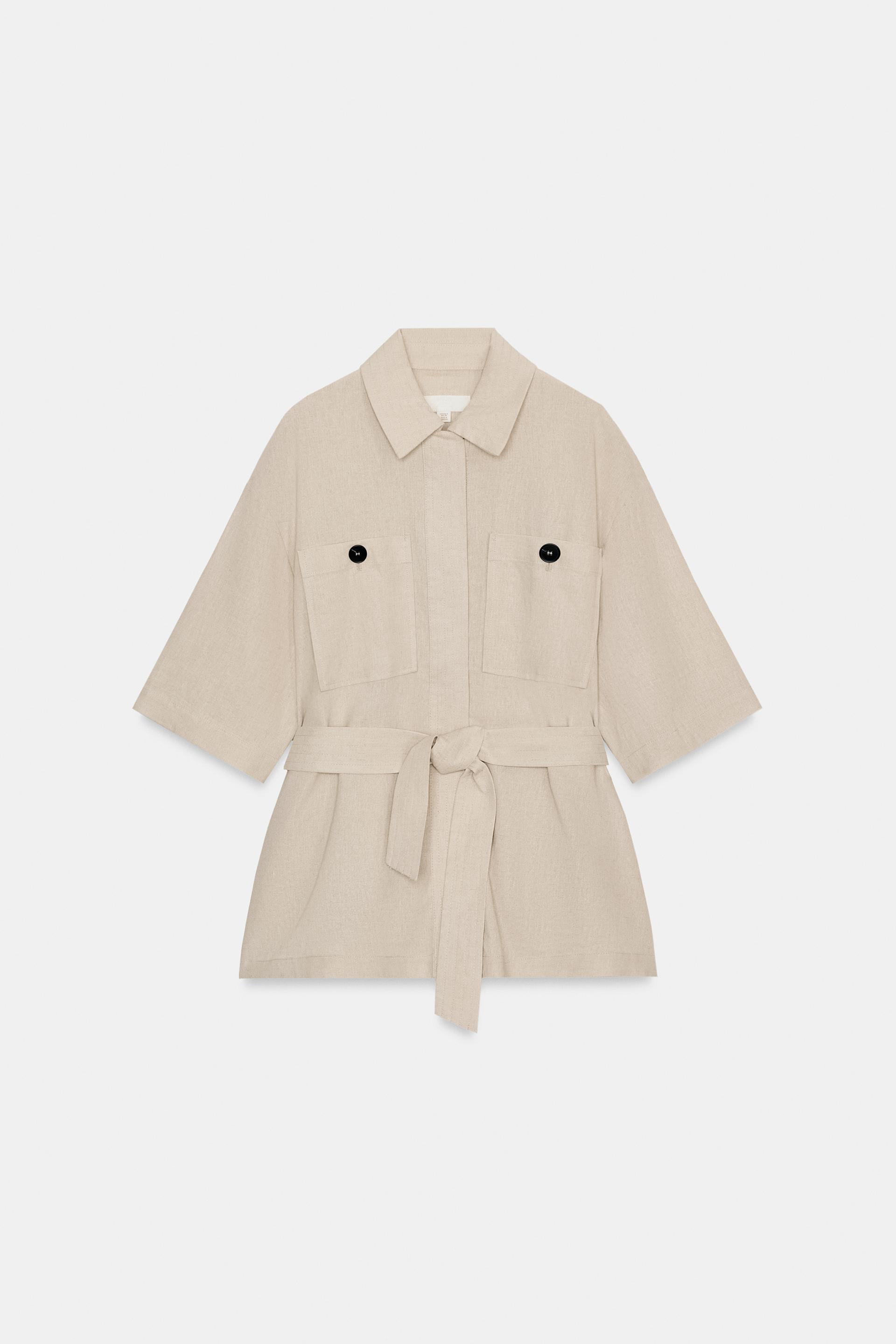BELTED LINEN SAFARI JACKET by ZARA