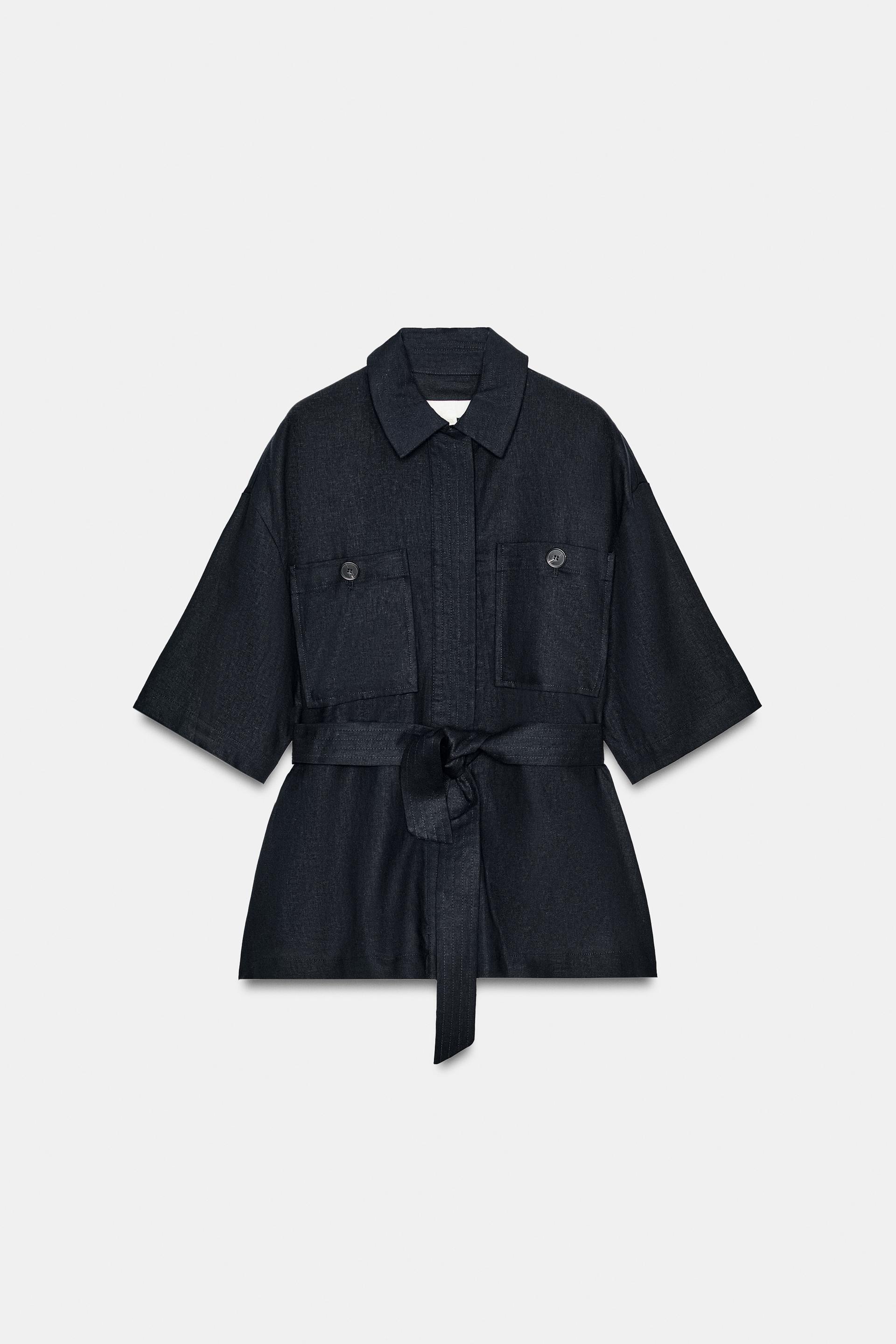 BELTED LINEN SAFARI JACKET by ZARA
