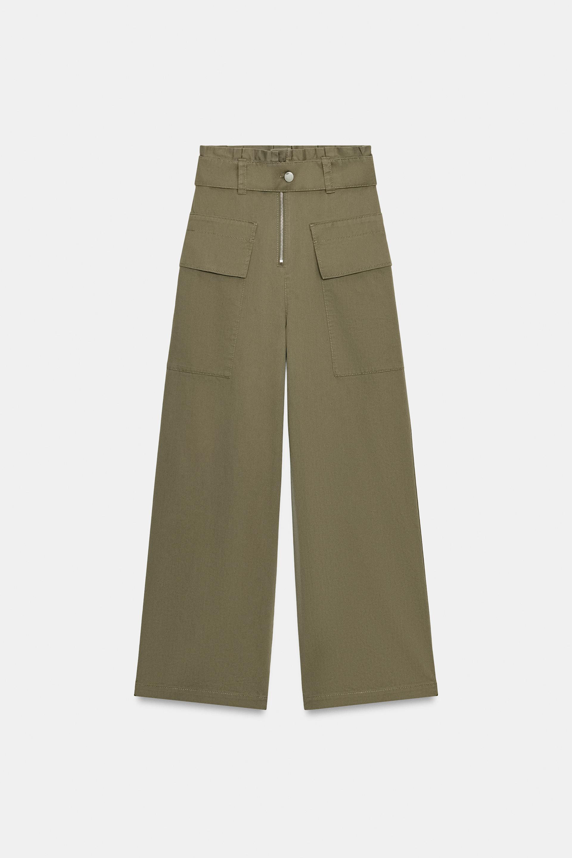 BELTED PAPERBAG CARGO PANTS by ZARA