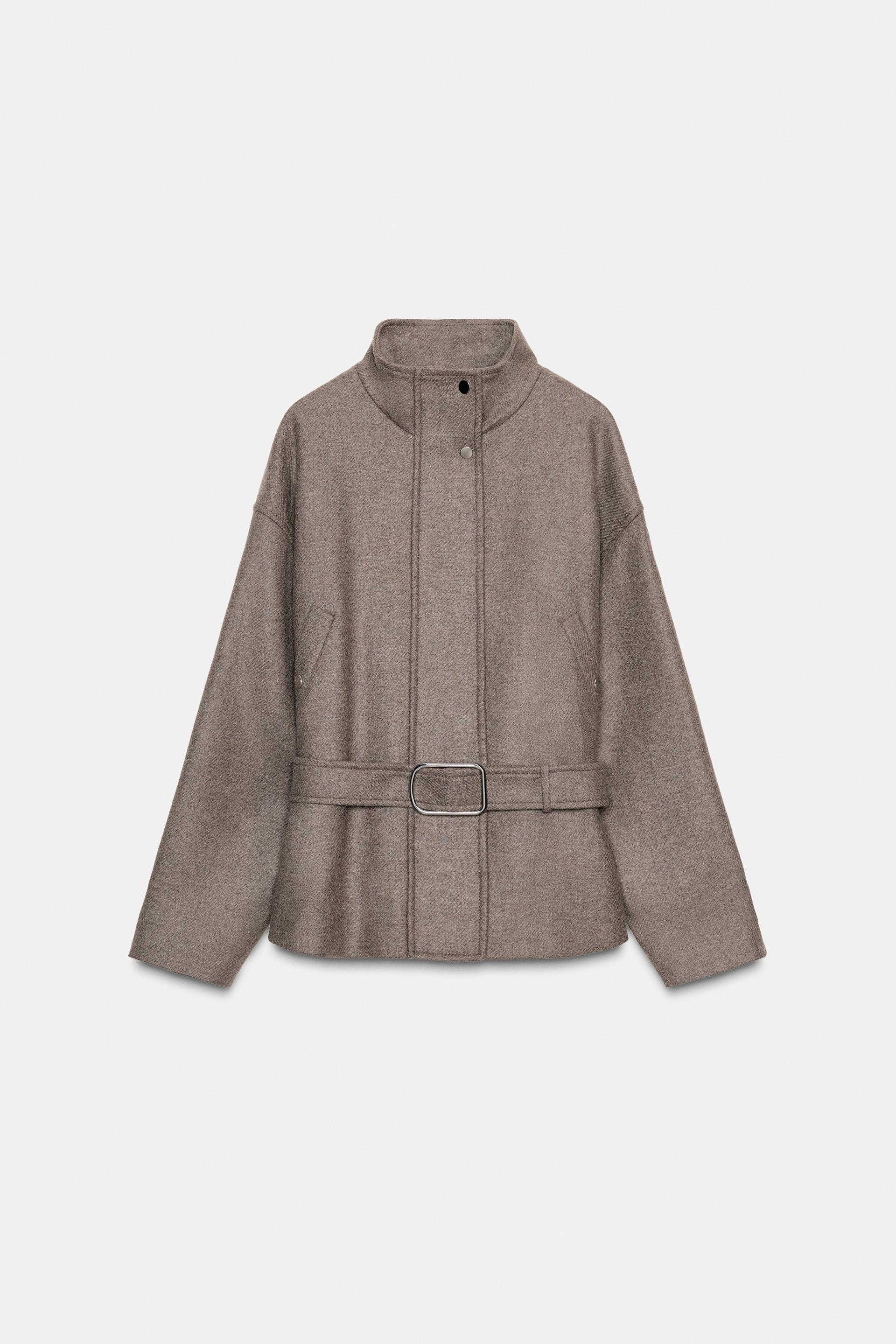 BELTED WOOL BLEND SHORT COAT by ZARA
