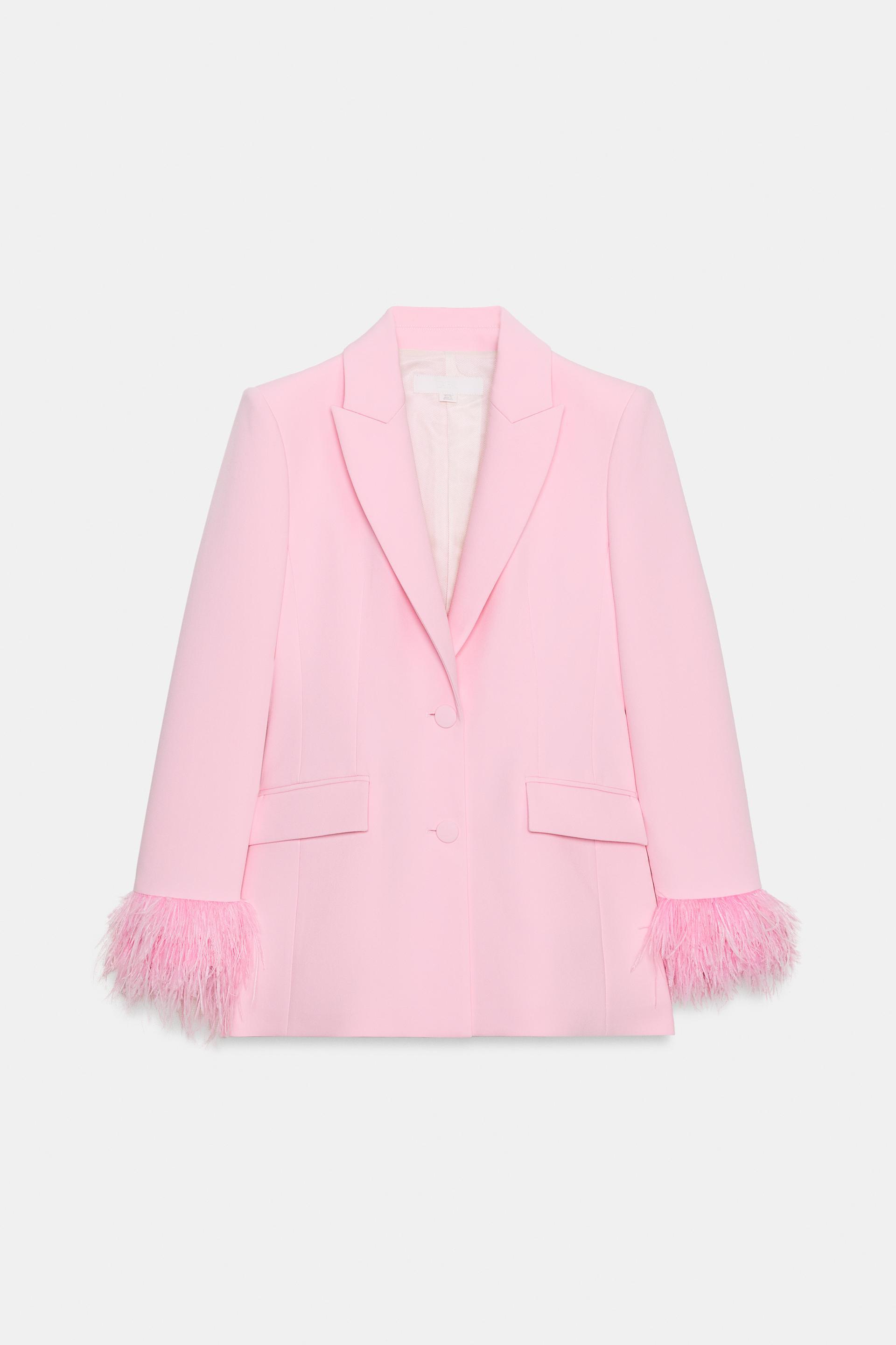 BLAZER WITH SHOULDER PADS AND FEATHER CUFFS by ZARA