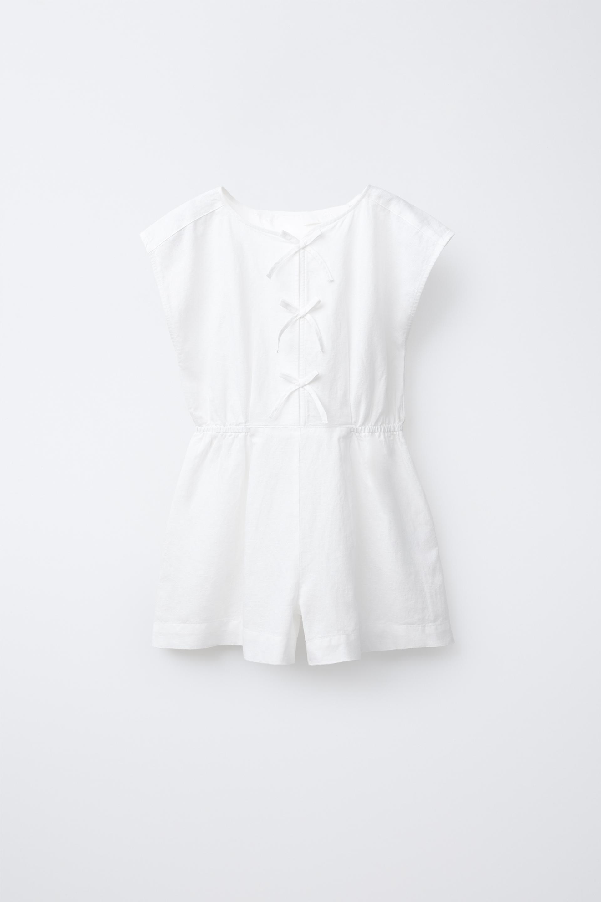 BOW DETAIL LINEN SHORT JUMPSUIT by ZARA