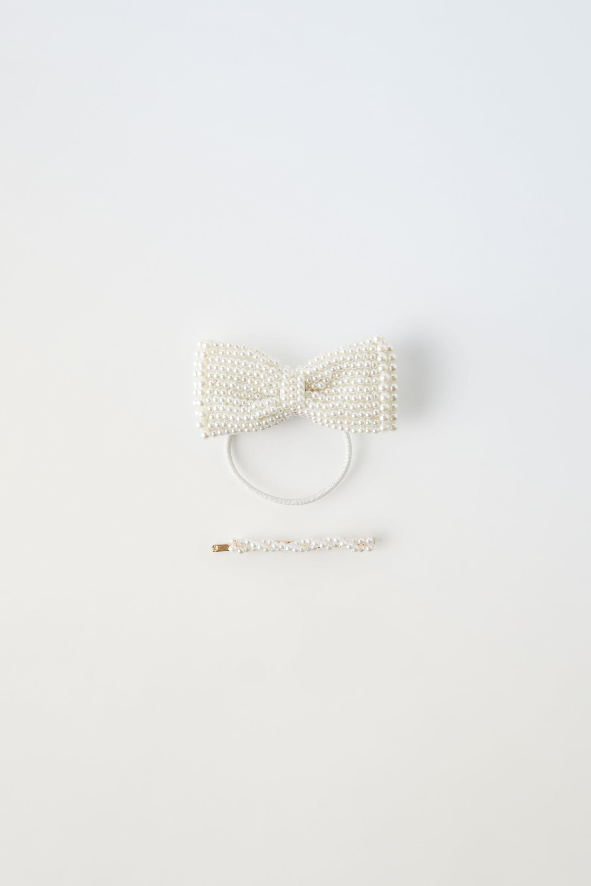 BOW HAIR TIE AND PEARL CLIP by ZARA